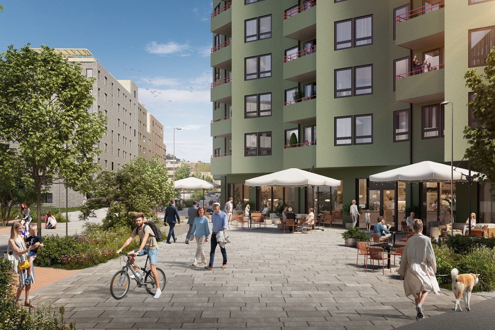 Hyggelig gatetun og en naturlig møteplass i Ulven. Galleribilde