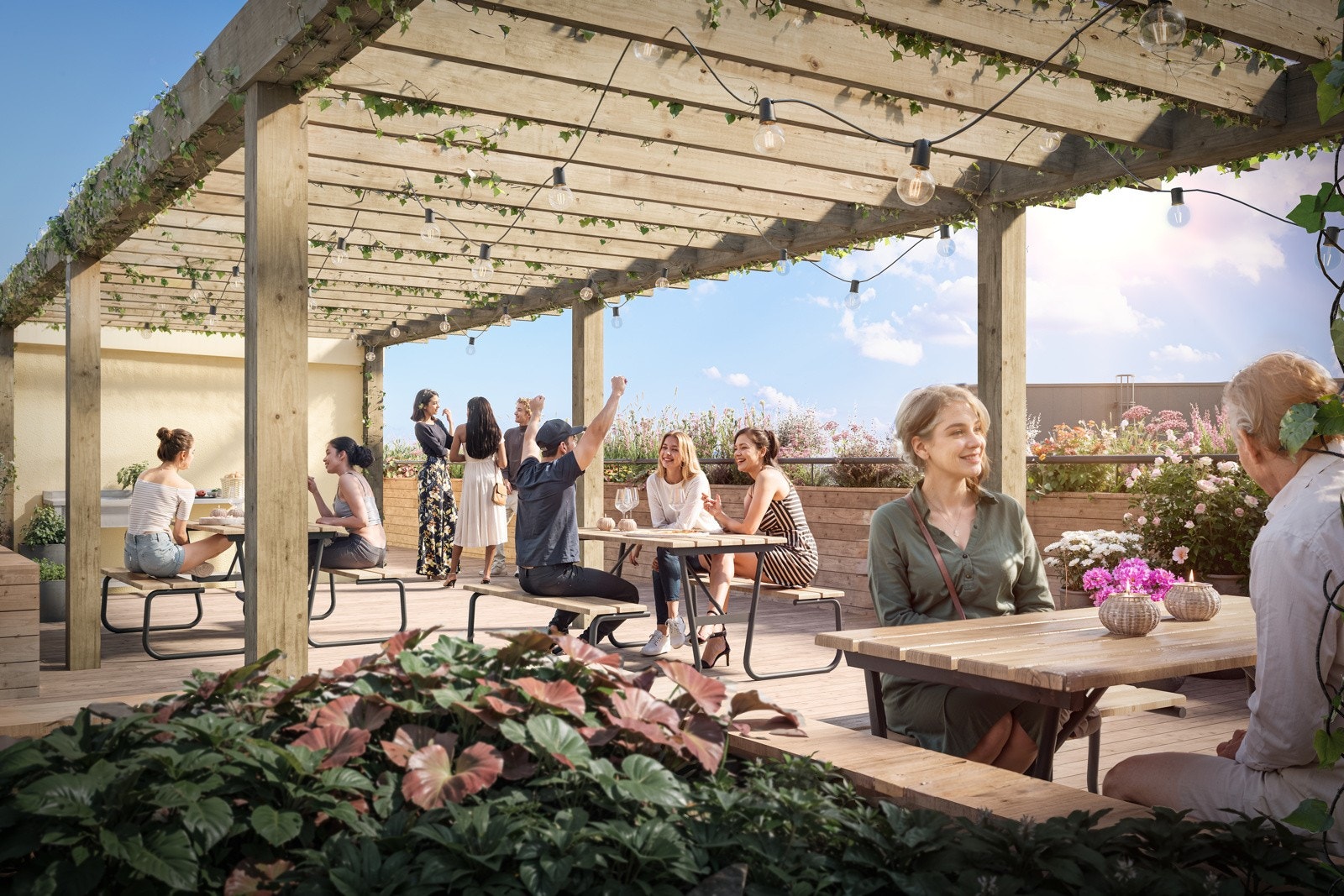 2 flotte takterrasser innbyr til hyggelige møteplasser på tvers for alle generasjoner. Galleribilde