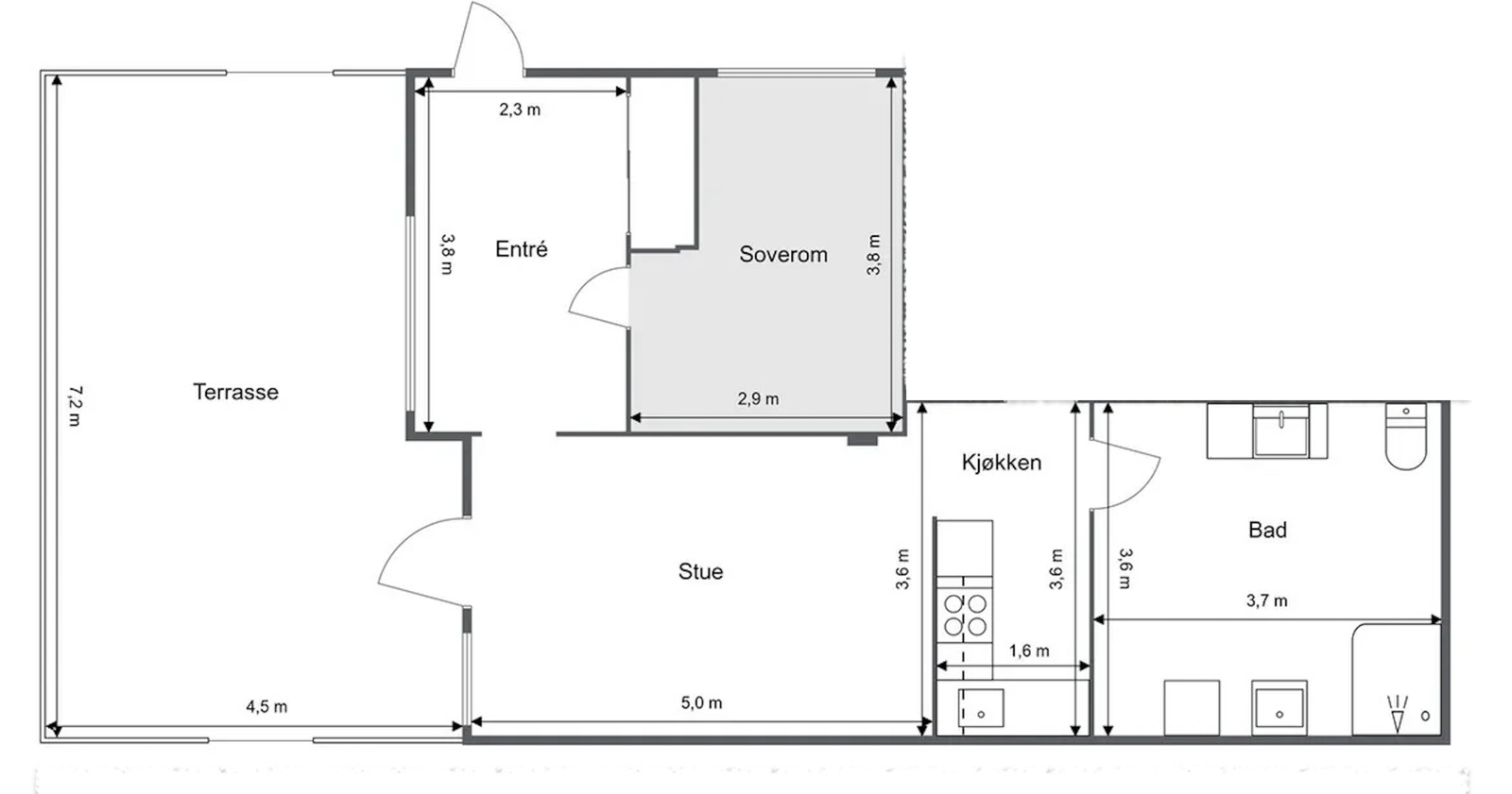 Plantegning 2-roms Galleribilde