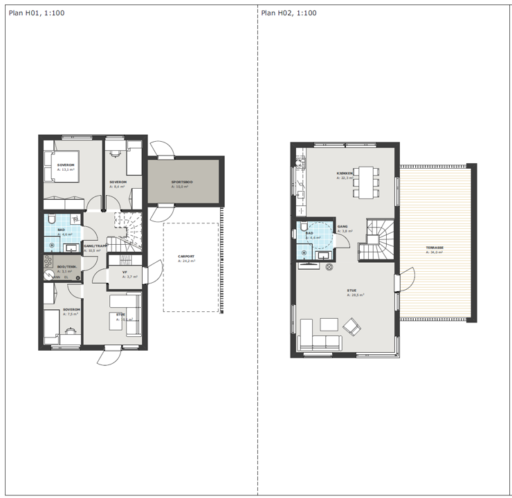 Plan i og 2 Galleribilde