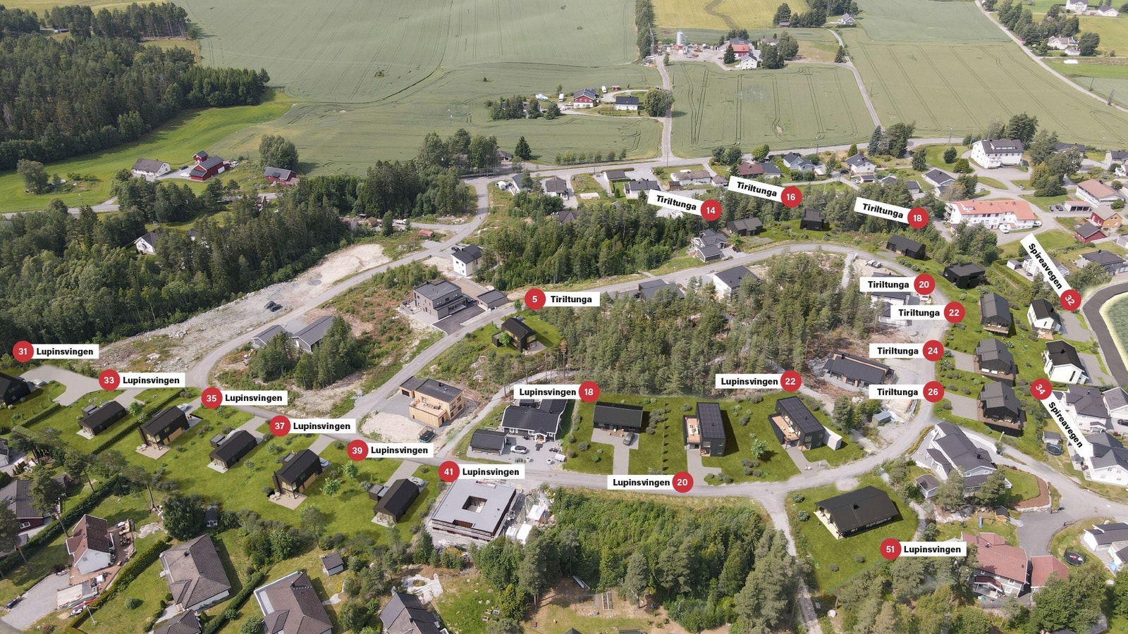 Enebolig på tomtene i Lupinsvingen, Tiriltunga og Spireavegen Galleribilde