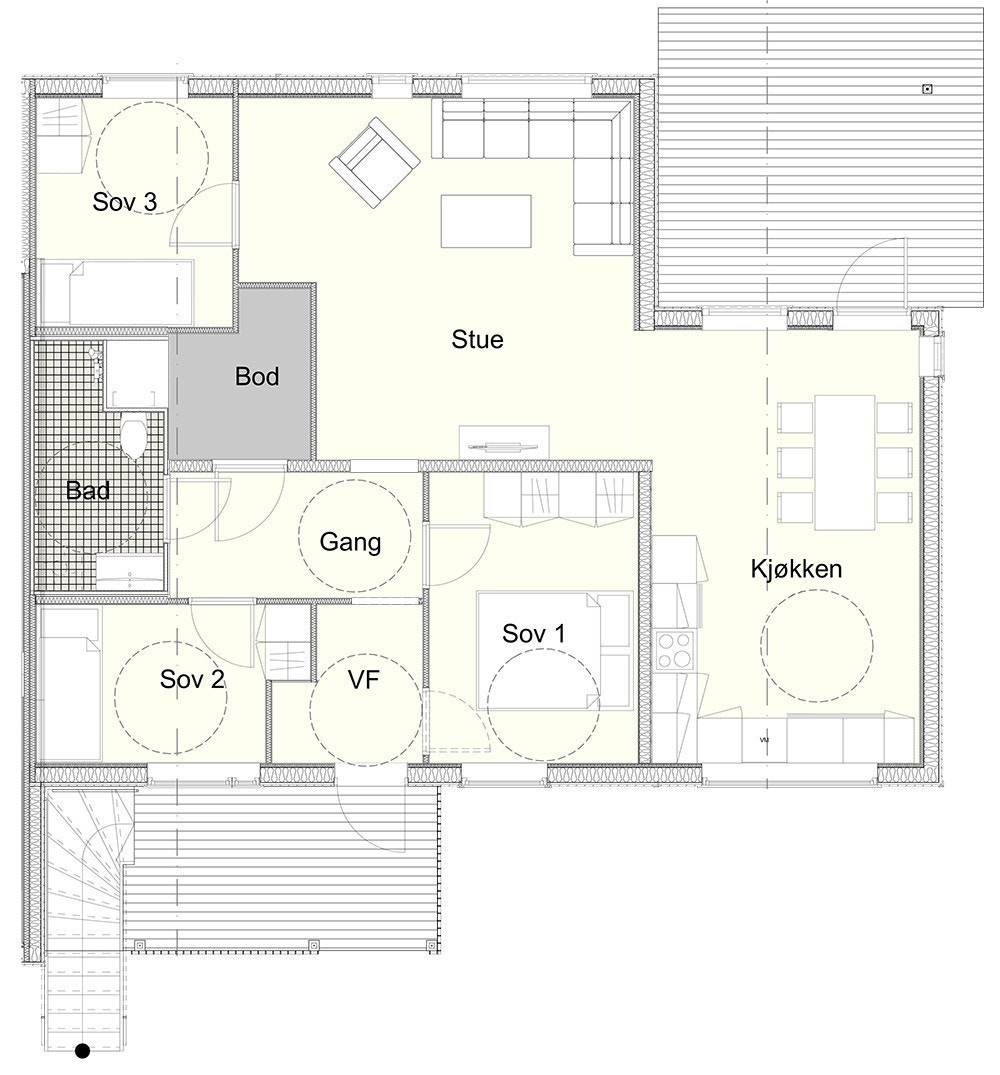 Plantegning 2. etasje med uinnredet loft Galleribilde