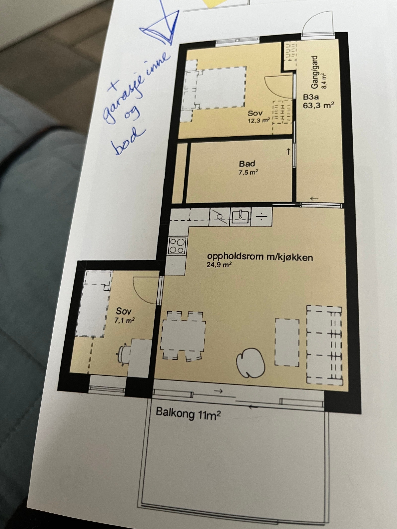 Tegning av rominndeling. Galleribilde