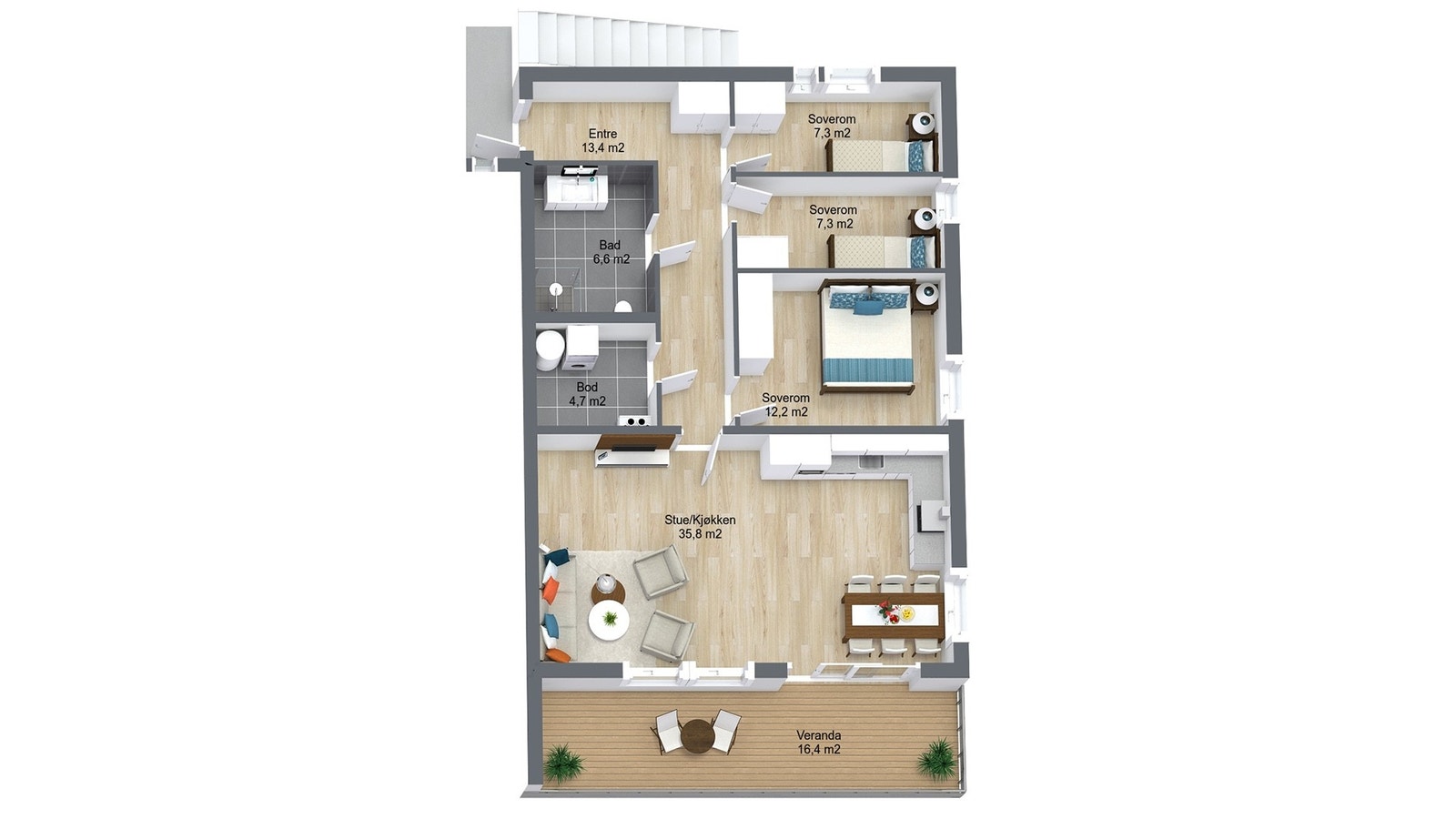 Planillustrasjon bustad Galleribilde