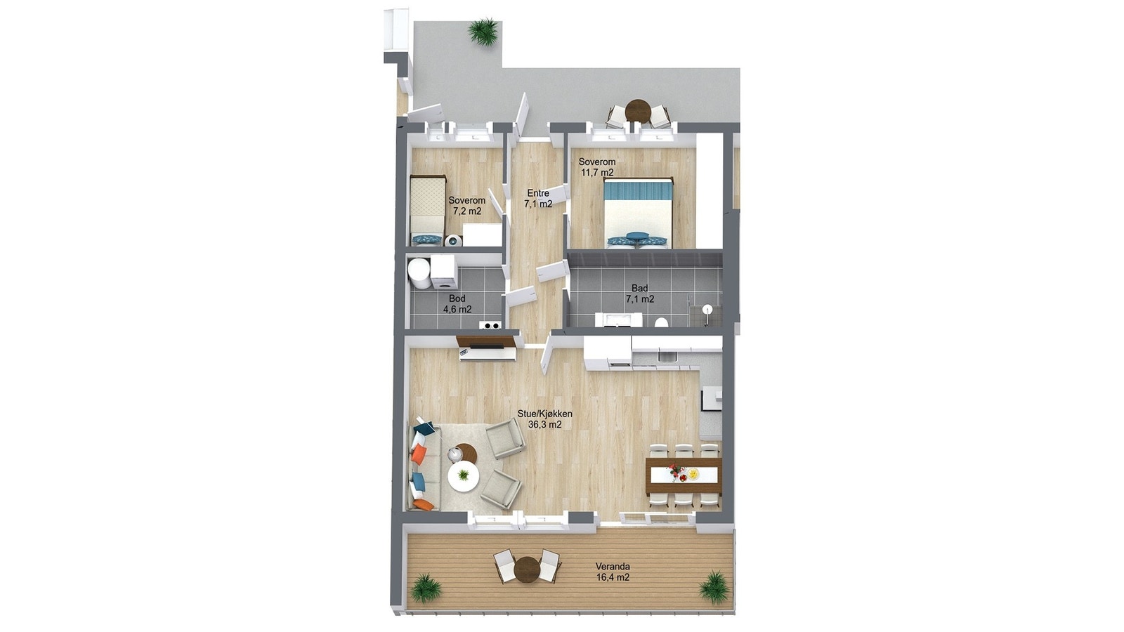 Planillustrasjon bustad Galleribilde