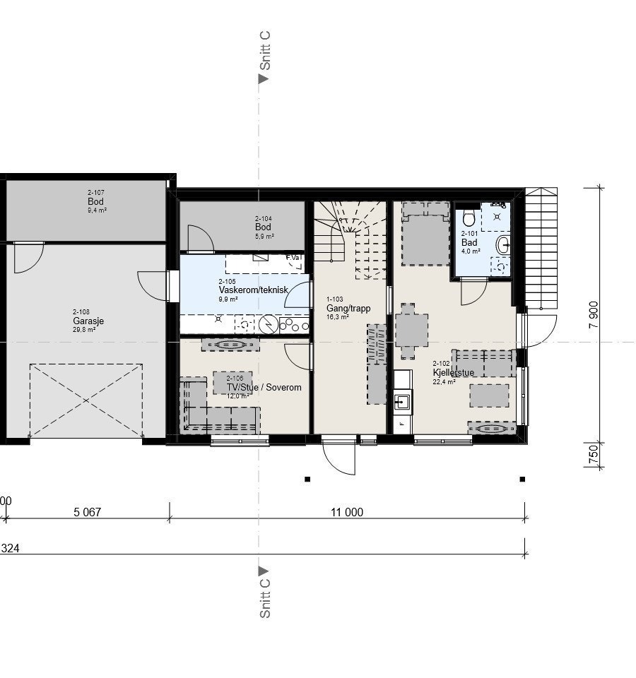 Plantegning 1 etg Galleribilde