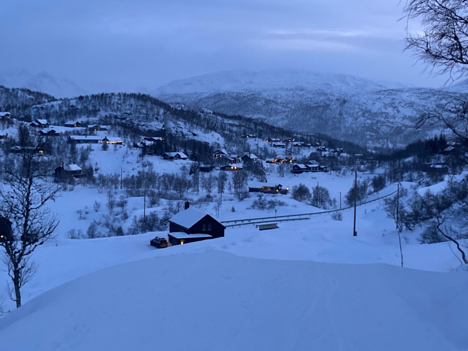 Bilde tatt fra skiløype ovenfor hytta Galleribilde