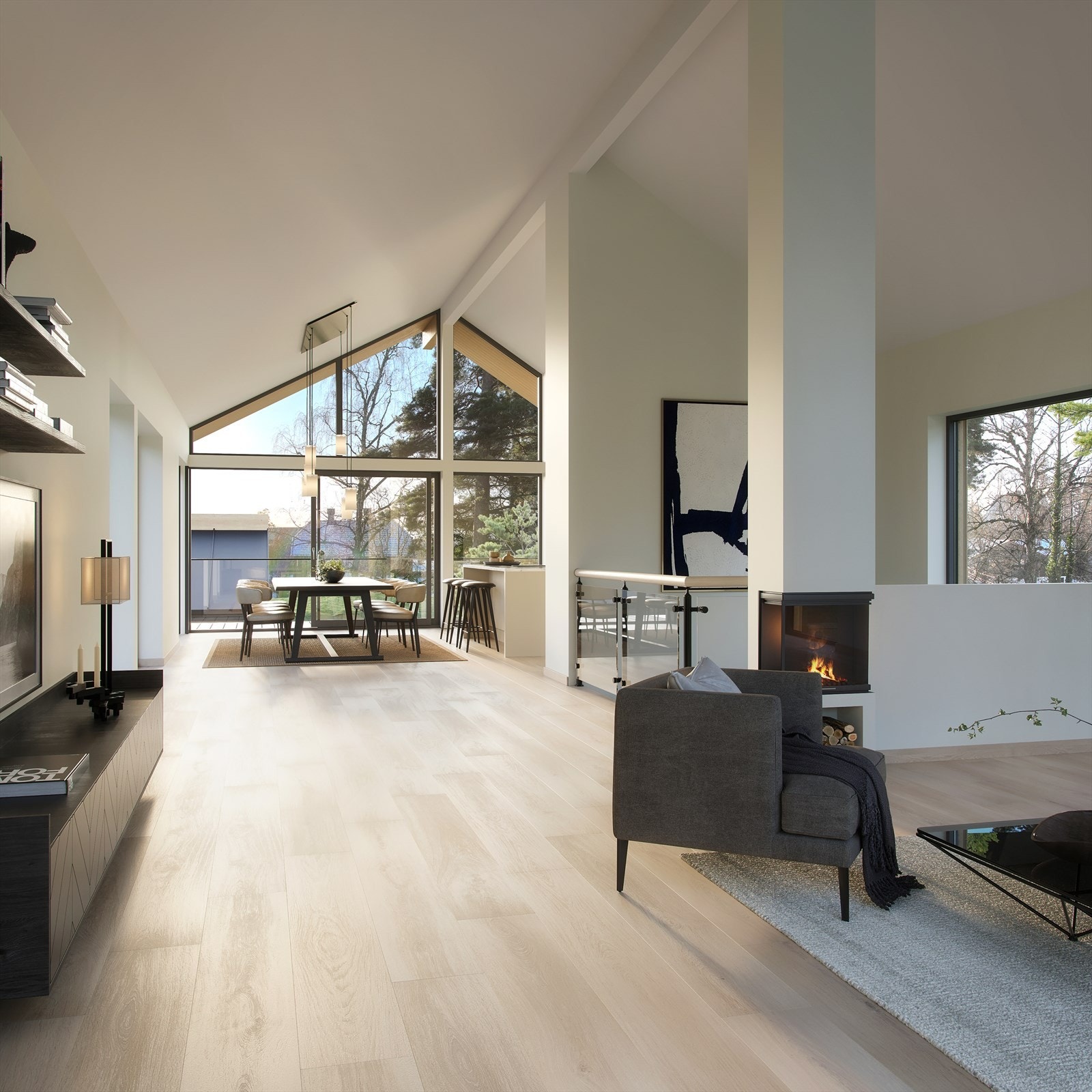 Store fine oppholdsrom med store vindusflater. Boligene holder høy standard. Illustrasjon hus B, avvik kan forekomme Galleribilde