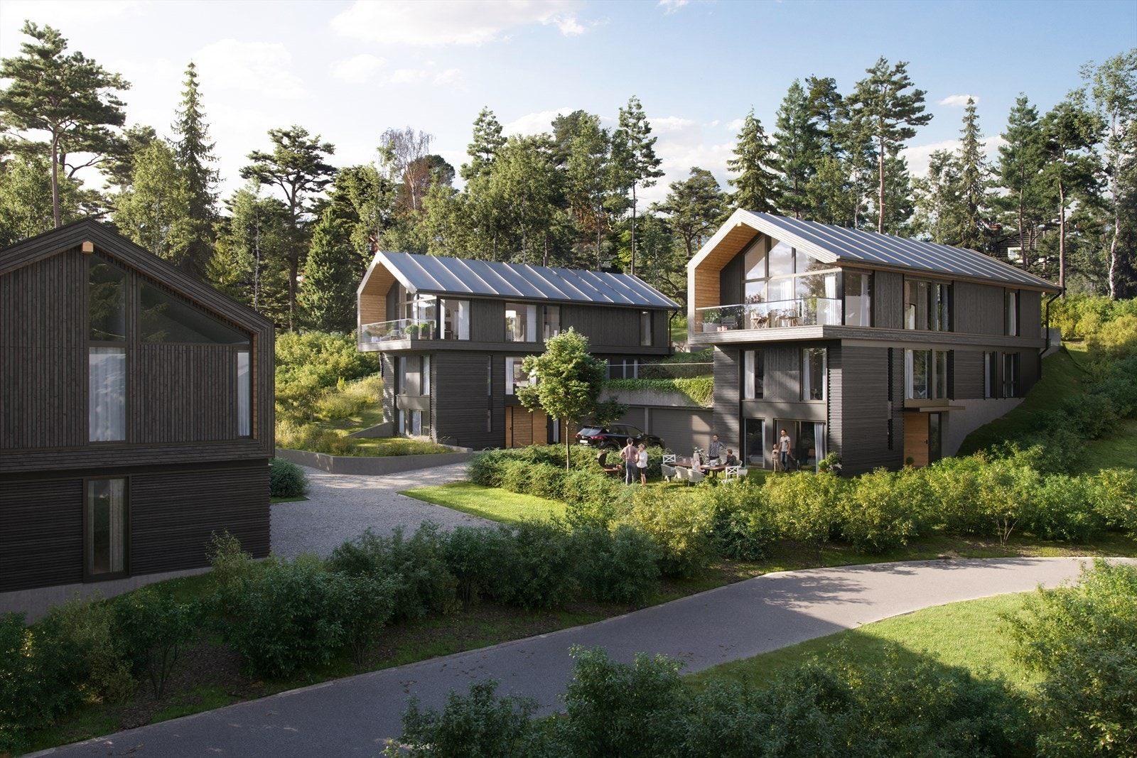 Boligene har en svært attraktiv og barnevennlig beliggenhet i et veletablert nabolag. Illustrasjon, avvik kan forekomme Galleribilde