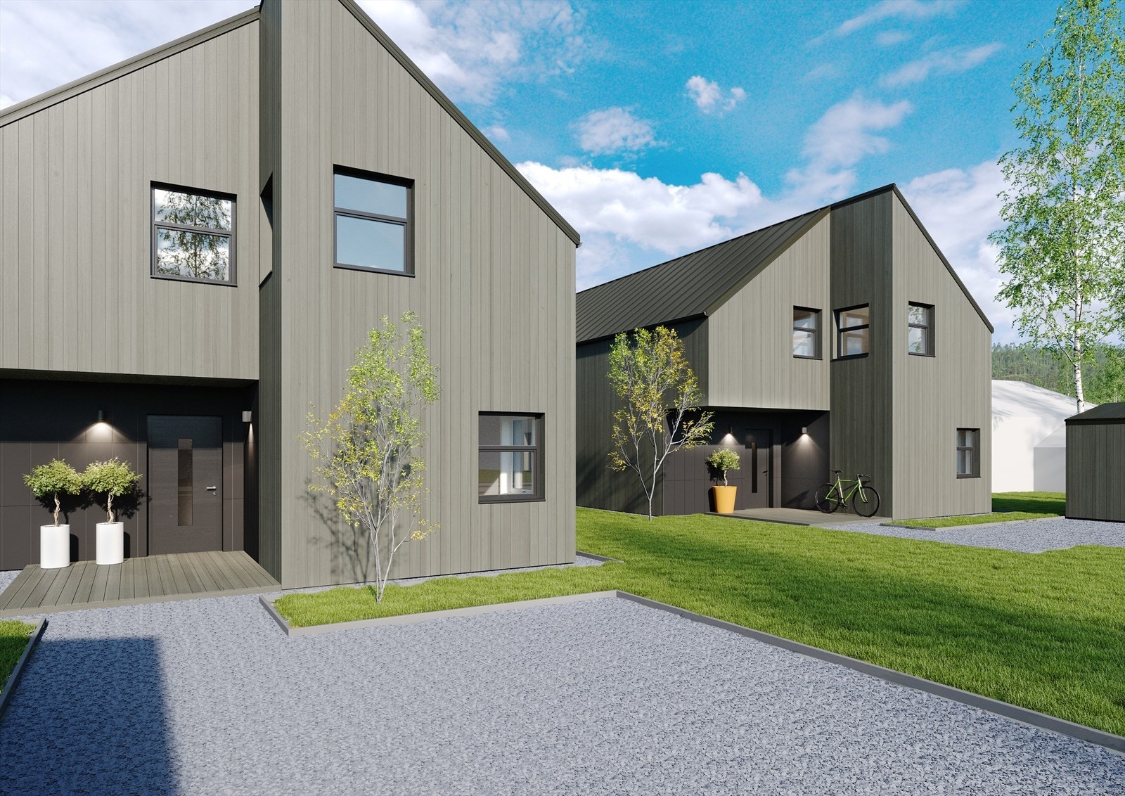 Sett mot boligenes inngangsparti. Illustrasjonsbilde og avvik kan forekomme. Galleribilde