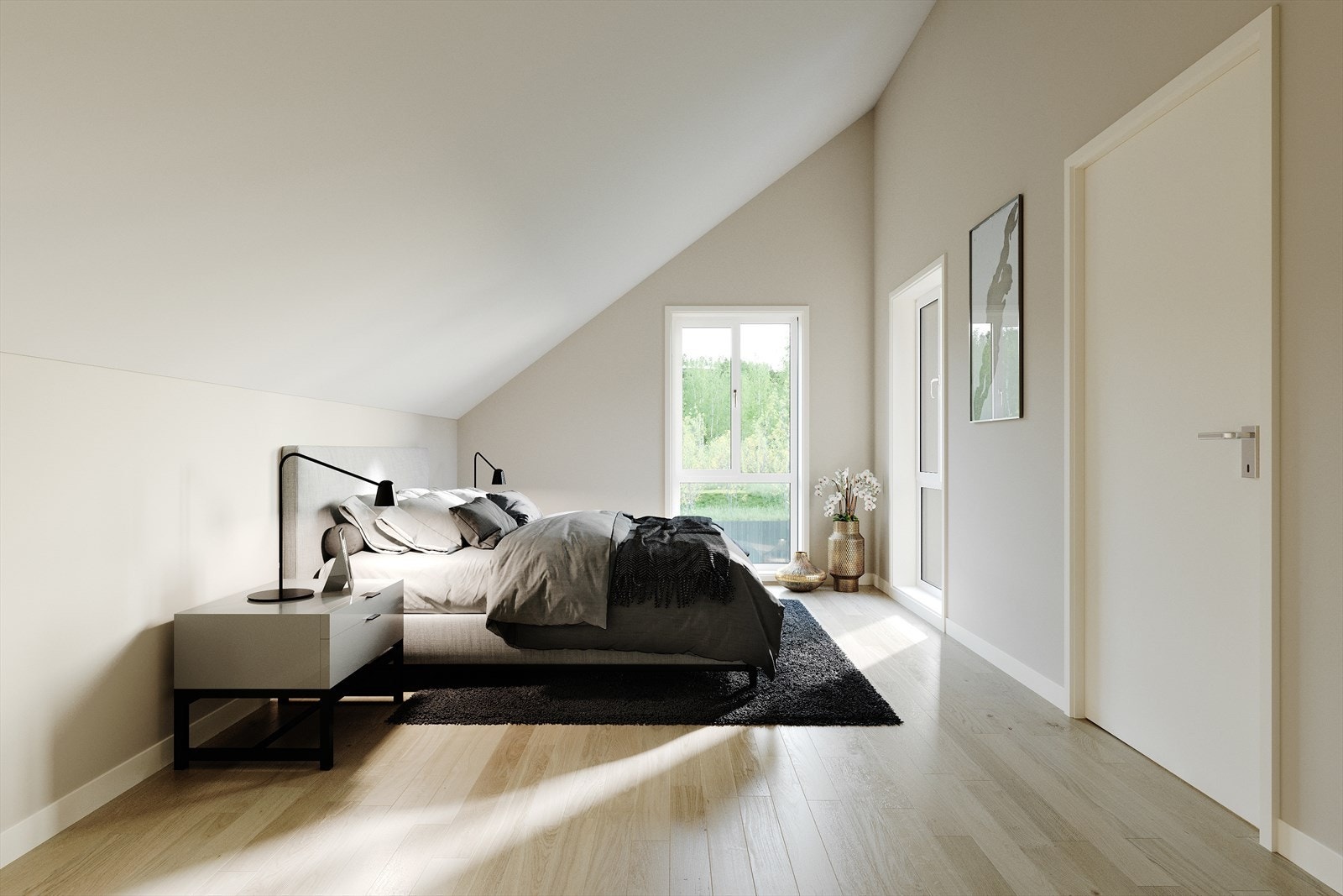 Bilde fra soverom i 2. etasje. Illustrasjonsbilde og avvik kan forekommer. Galleribilde