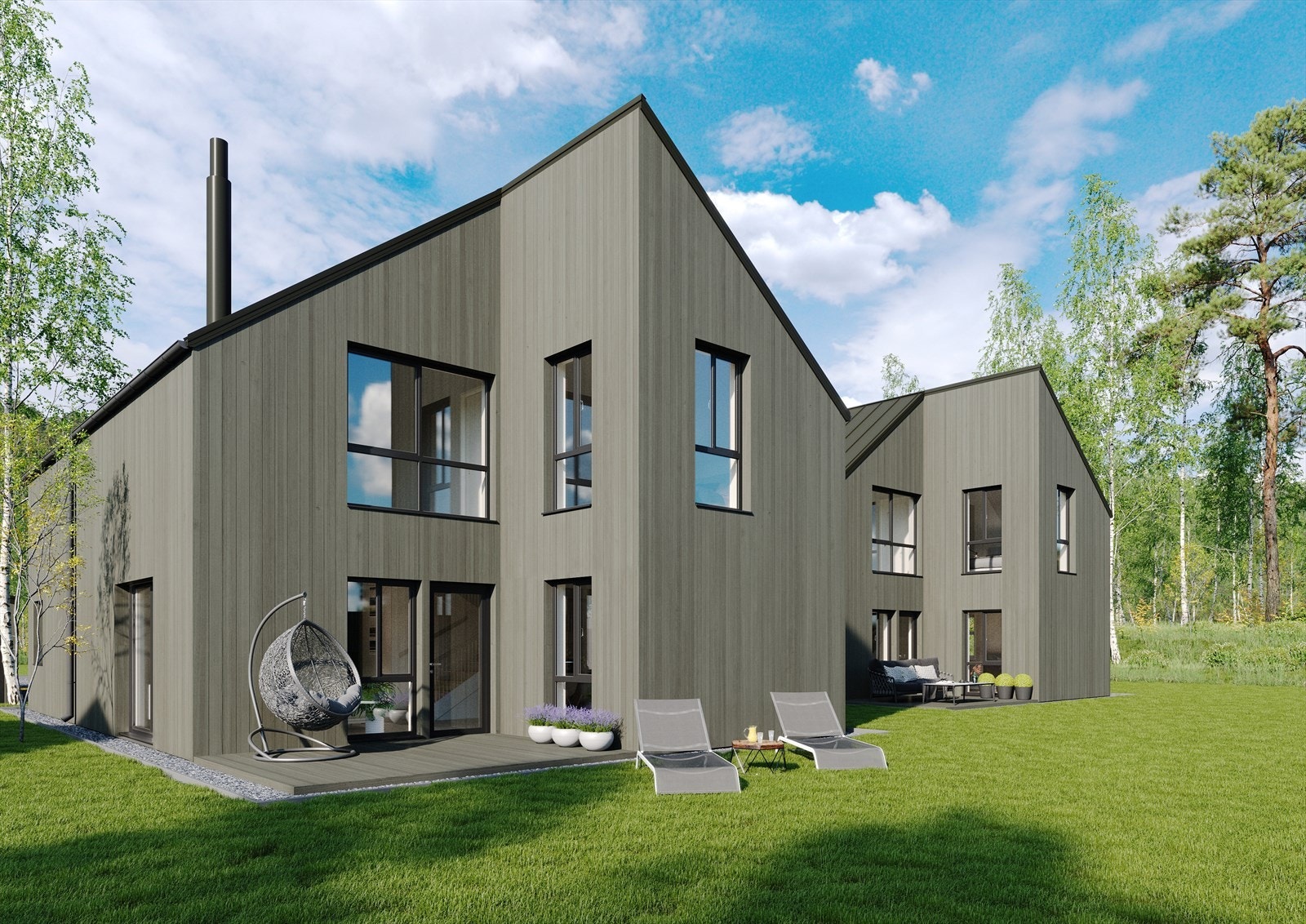 Nye, innholdsrike eneboliger med lekker uttrykk! Illustrasjonsbilde og avvik kan forekomme. Galleribilde