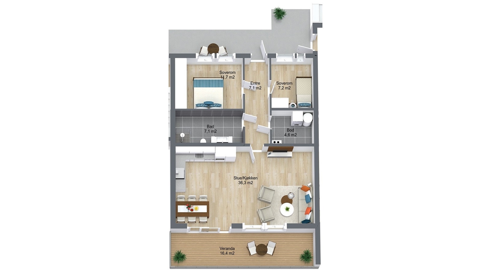 Planillustrasjon bustad Galleribilde