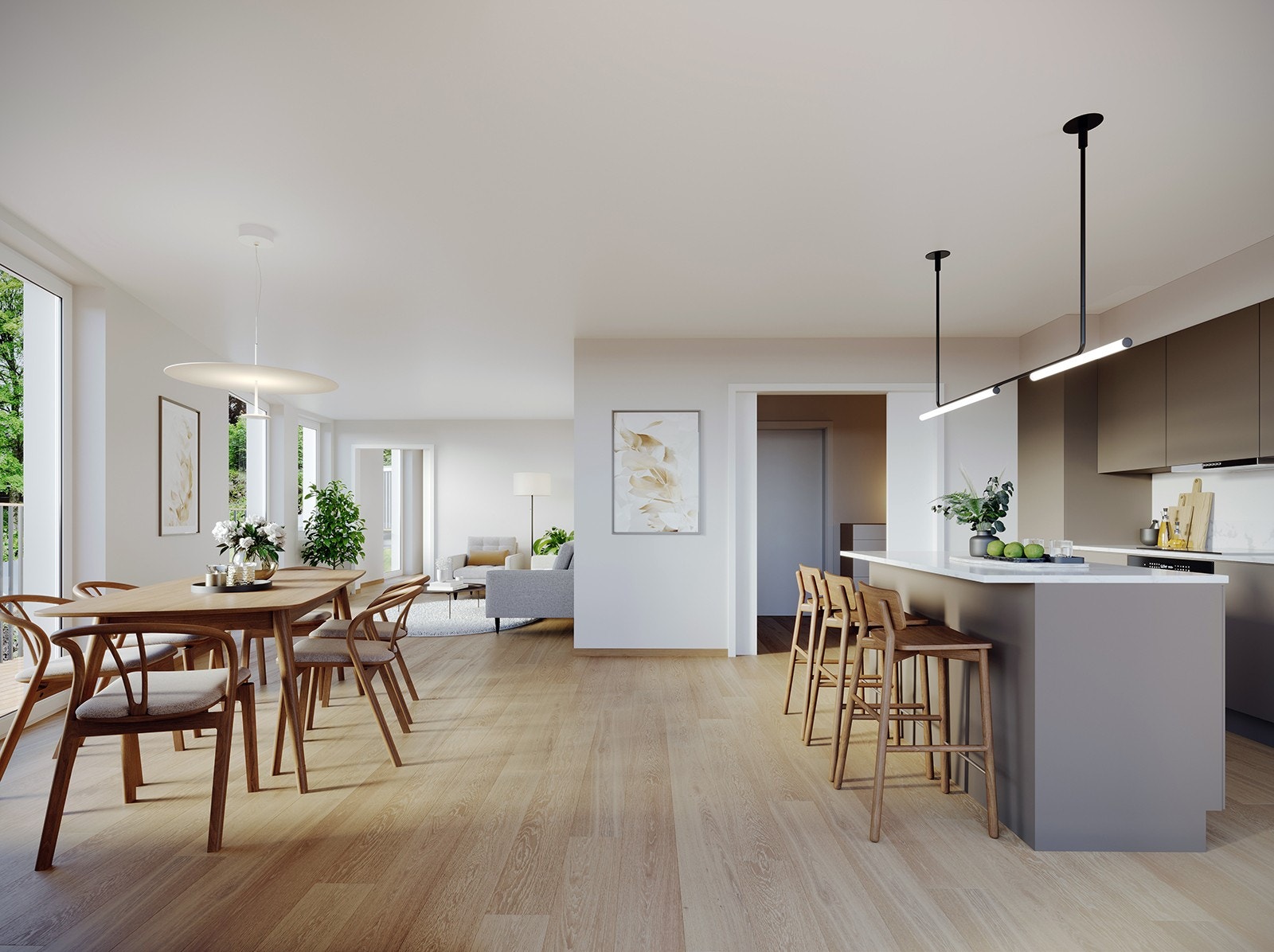 Flott kjøkkeninnredning fra Aubo med integrerte hvitevarer - Illustrasjon fra leilighet 4A, avvik kan forekomme) Galleribilde