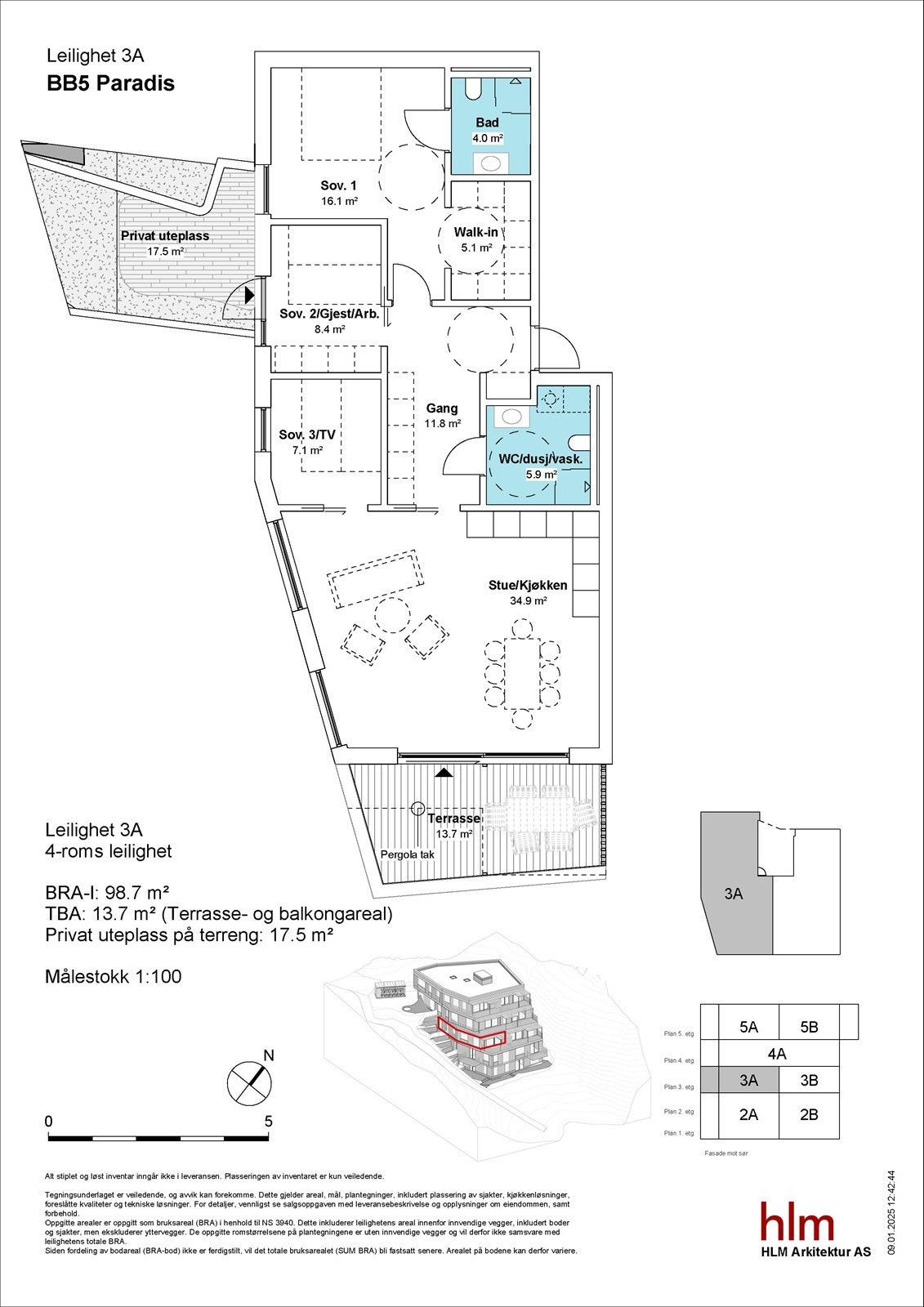Plantegning - Leilighet 3A Galleribilde