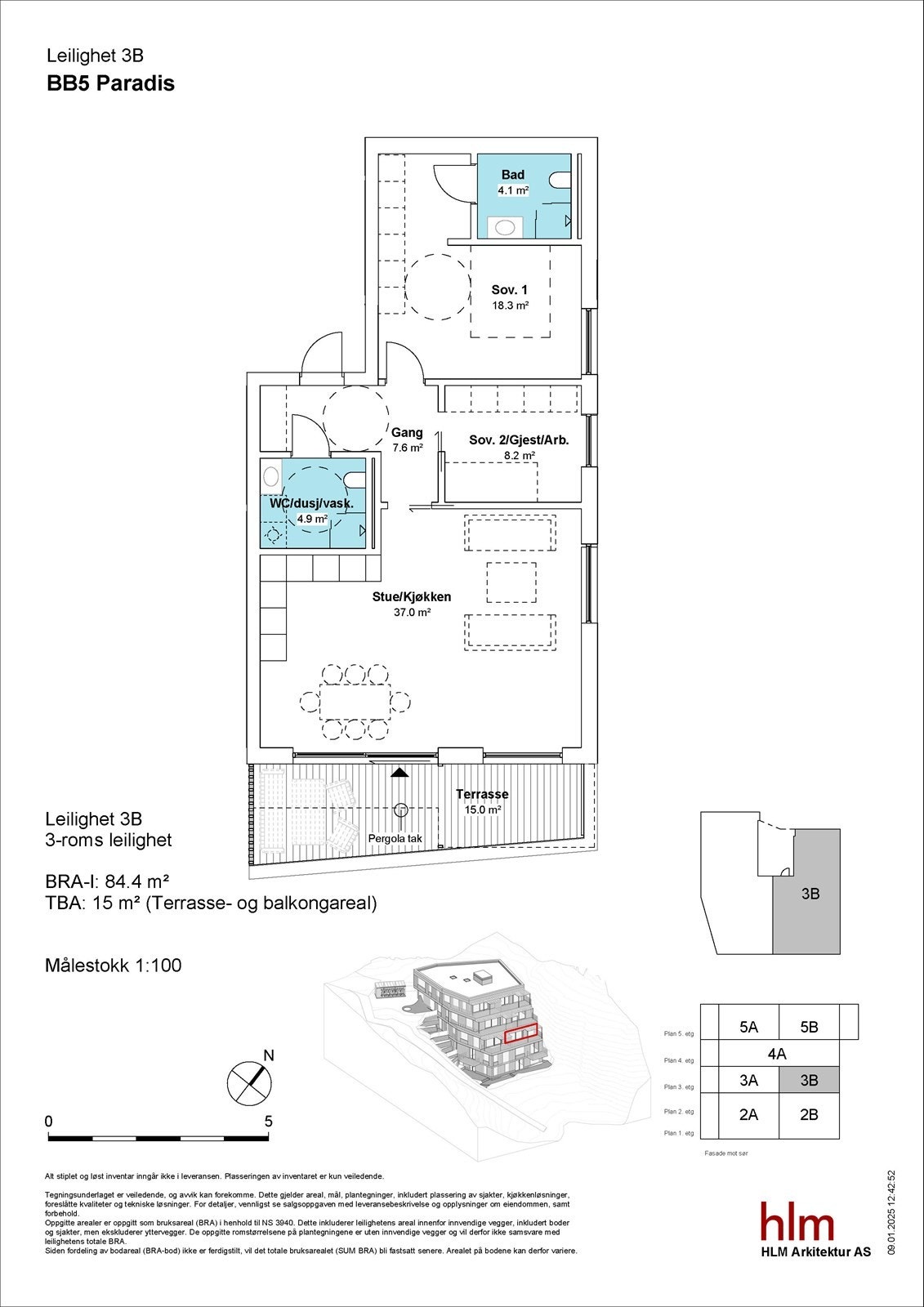 Plantegning - Leilighet 3B Galleribilde