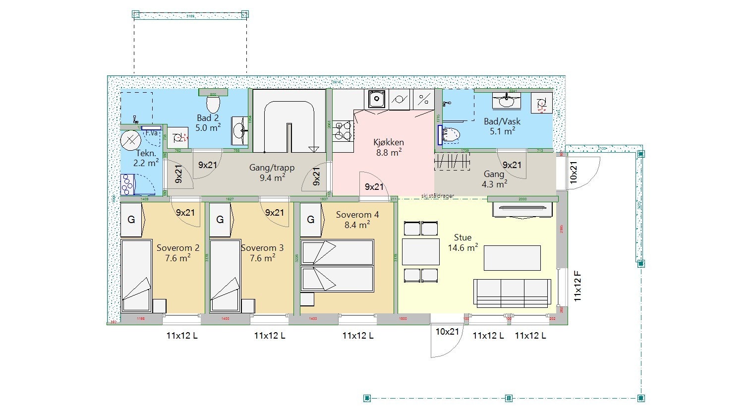 Planløsning, underetasje med utleie enhet Galleribilde