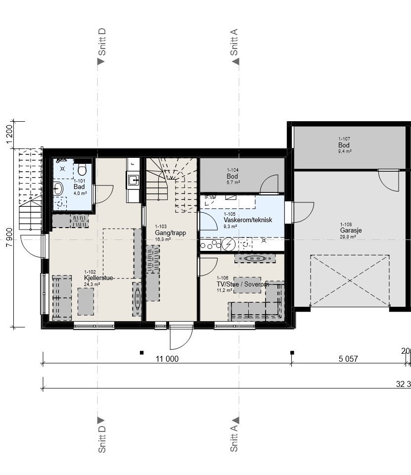 Plantegning 1 etg Galleribilde