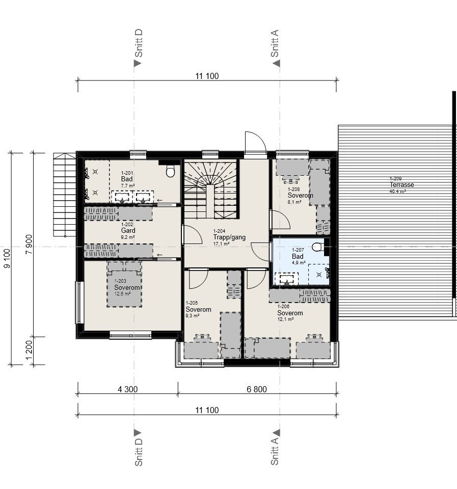 Plantegning 2 etg Galleribilde