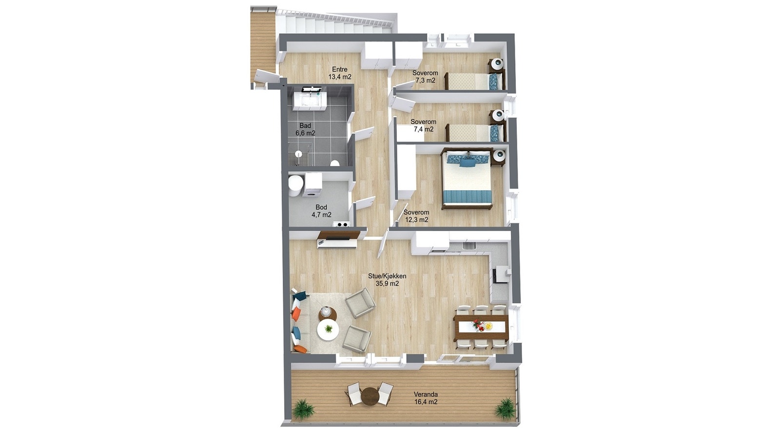 Planillustrasjon bustad Galleribilde