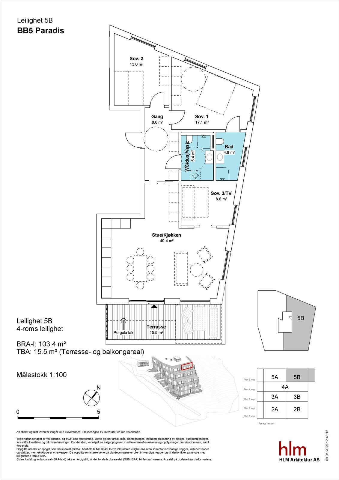Plantegning - Leilighet 5B Galleribilde