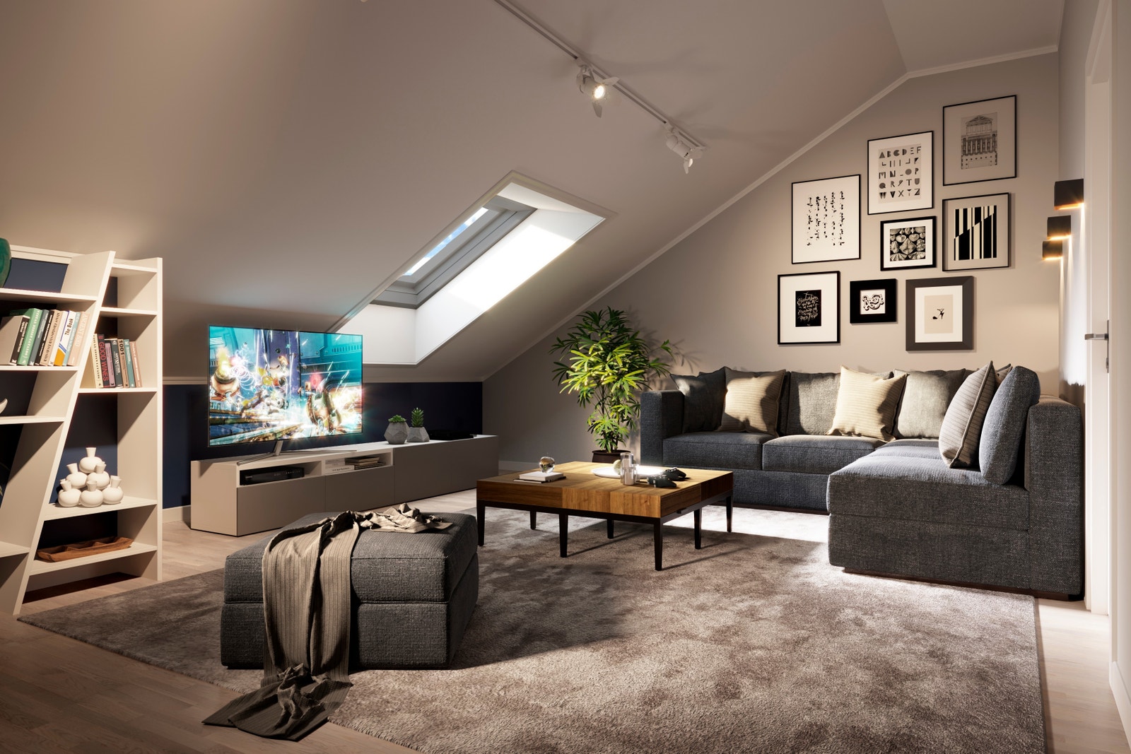 Stue på loft Galleribilde