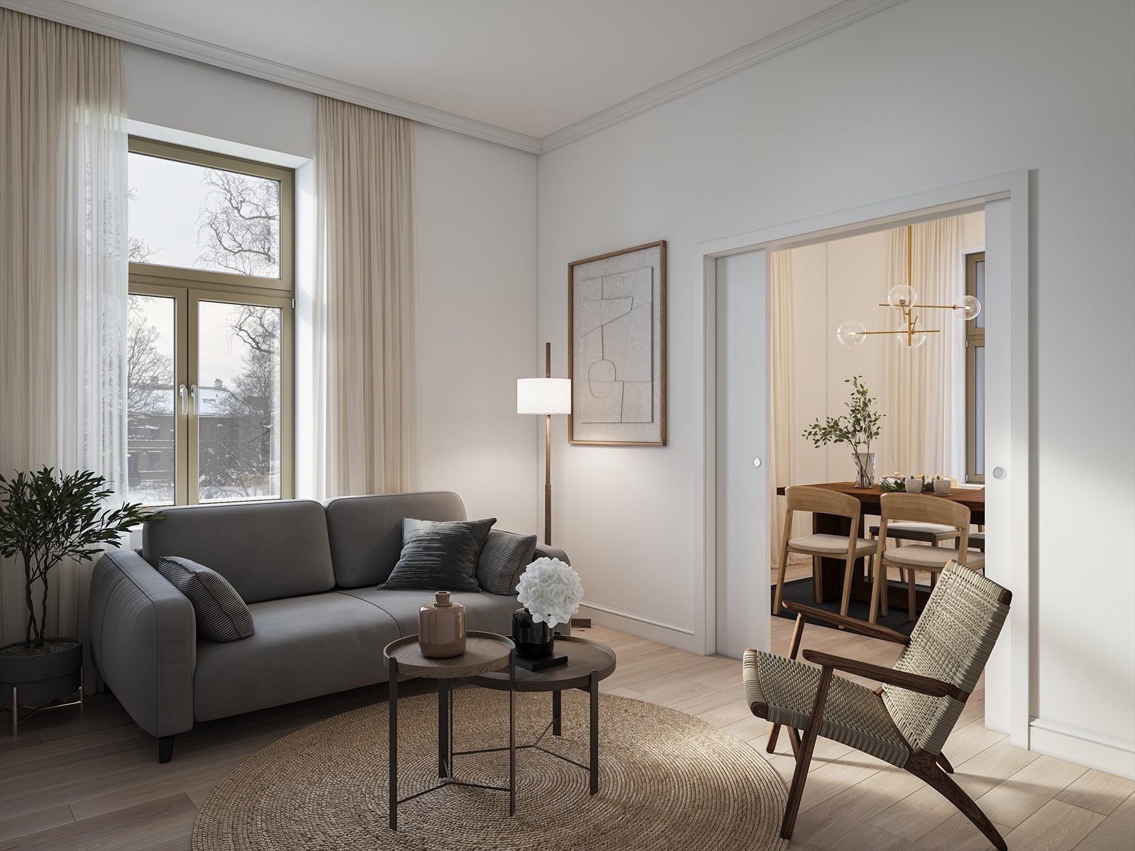 Fra stue mot spisestue. Galleribilde