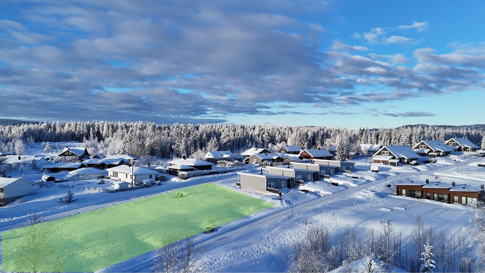 Visualisert hvor tomtene ligger. Nr. 12 nederst til høyre