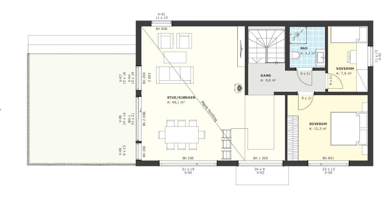 Plantegning 1. etg Galleribilde