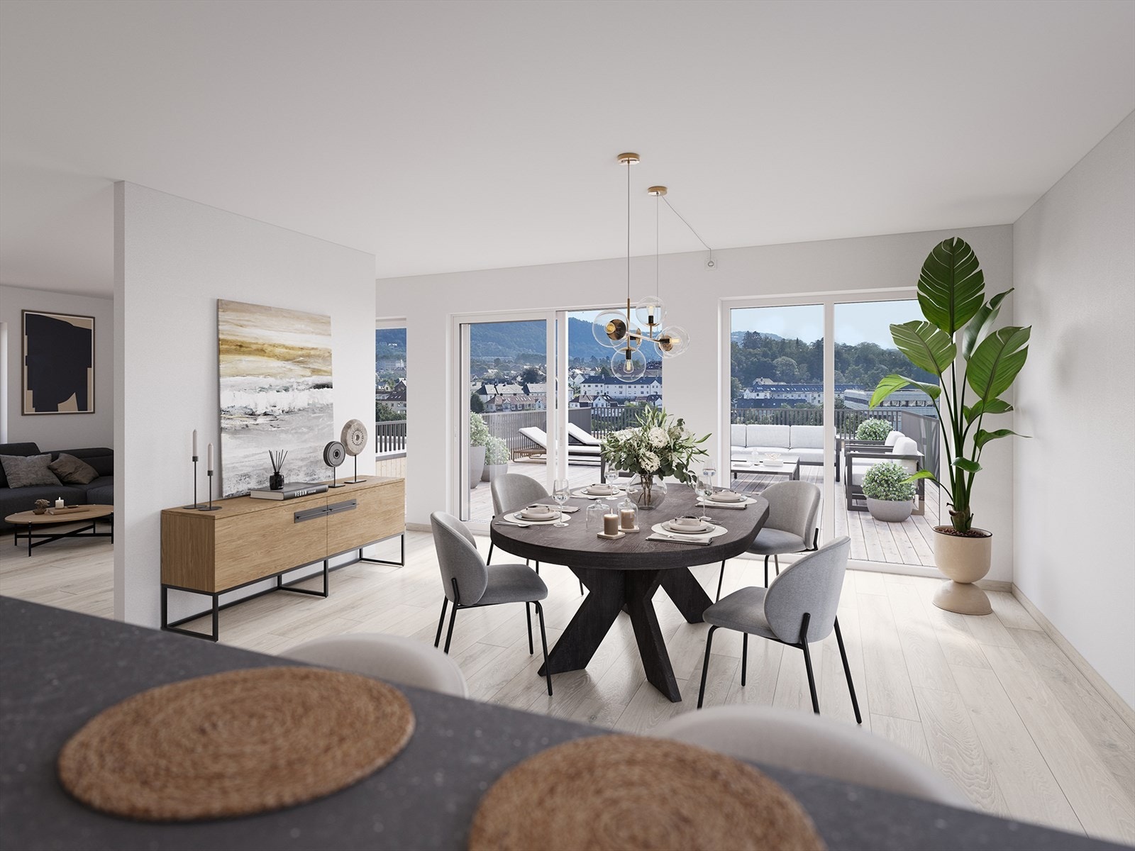 Toppleilighet på 129 m2 BRA-i med hele 79 m2 takterrasse med utsikt mot Solheimsvatnet. Illustrasjonsbilde, avvik vil forekomme. Galleribilde