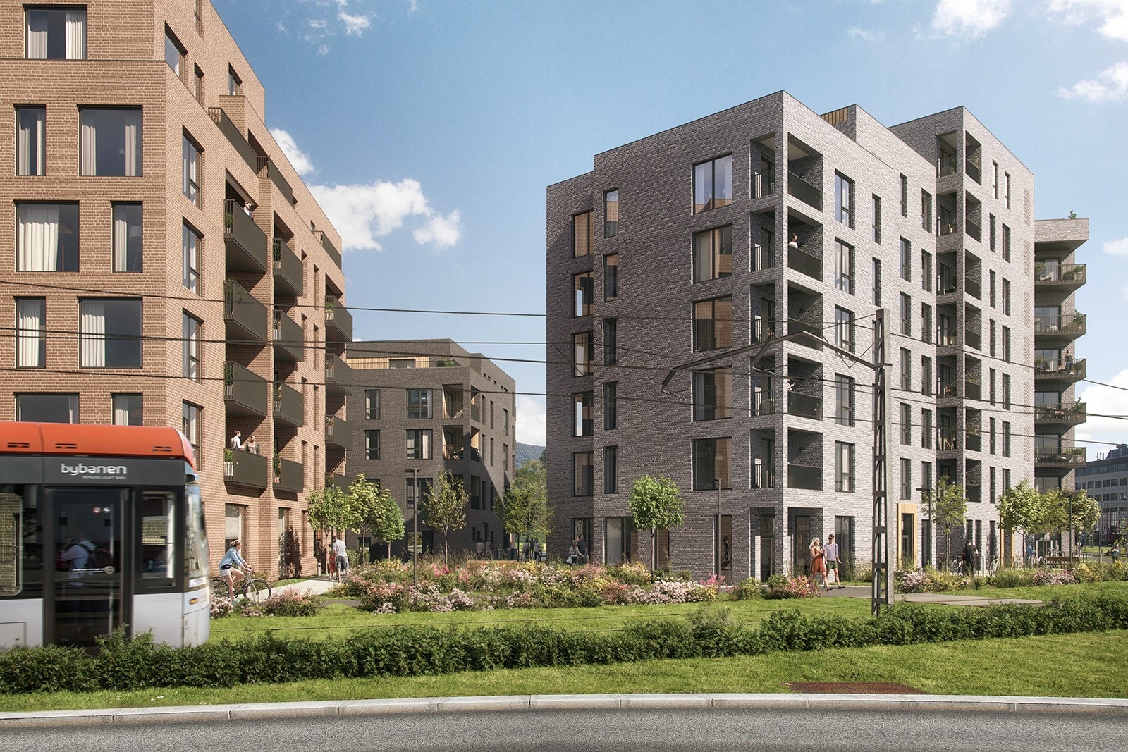 Bare 200 meter unna kan du hoppe på begge bybanelinjene (Mindemyren og Kronstad Bybanestopp) og komme deg raskt rundt. (Illustrasjon - avvik vil forekomme) Galleribilde