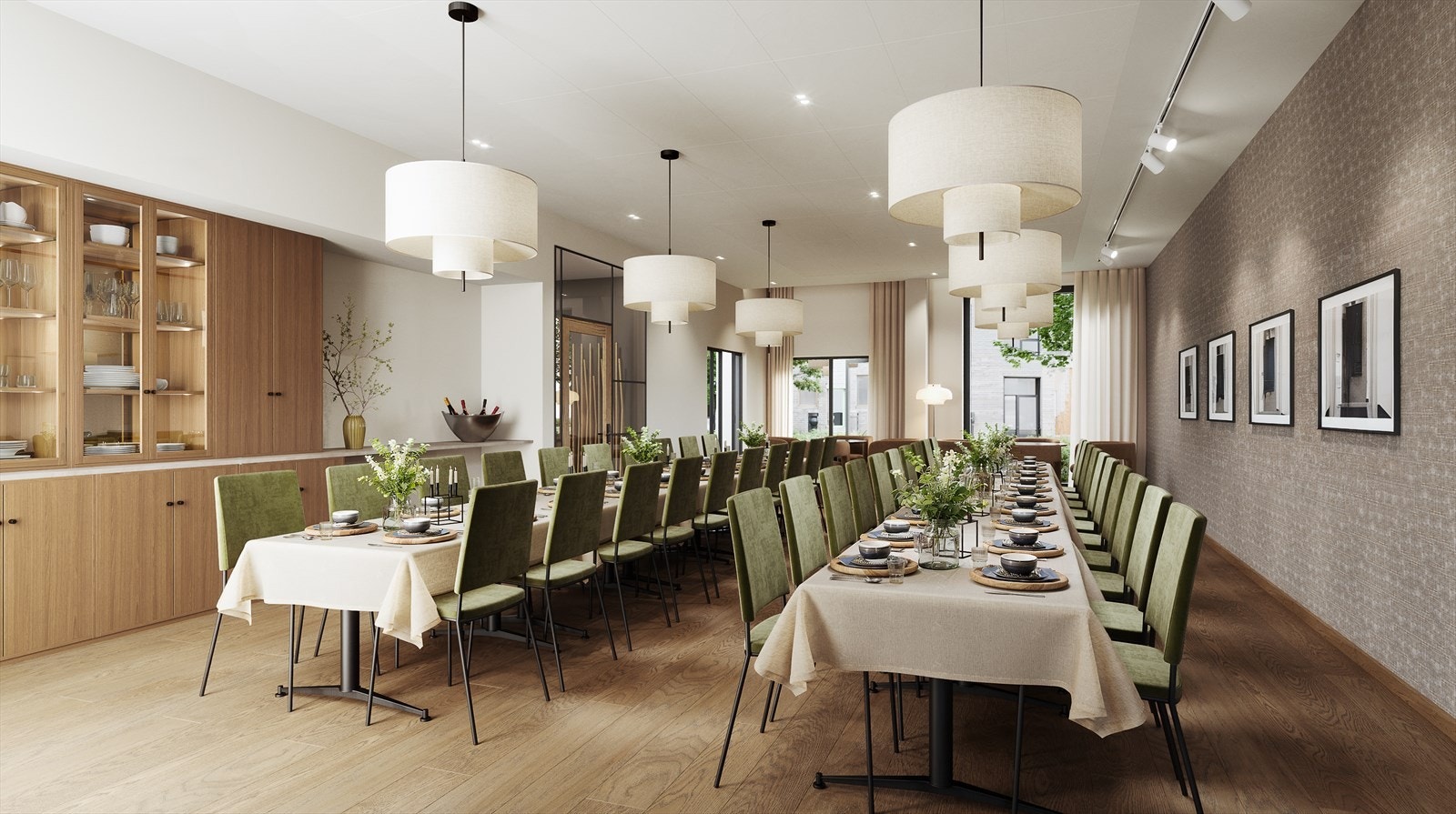 Selskapsrommet er et allsidig og praktisk innredet rom for selskap, møter og arrangement. Vertskapet bistår gjerne med planlegging av selskap og arrangementer. Illustrasjon - avvik vil forekomme. Galleribilde