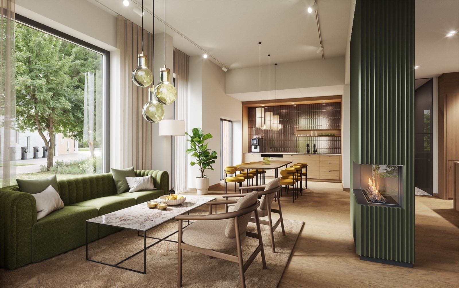 Med en Plussbolig® får du noe av servicen fra hotell inn i boligen. Du har tilgang til et serviceområde med bemannet resepsjon, trivelig lobby, fine gjesterom, treningsrom med profesjonelt utstyr, møterom, hobbyrom, selskapsrom og velutstyrt kjøkken. Galleribilde