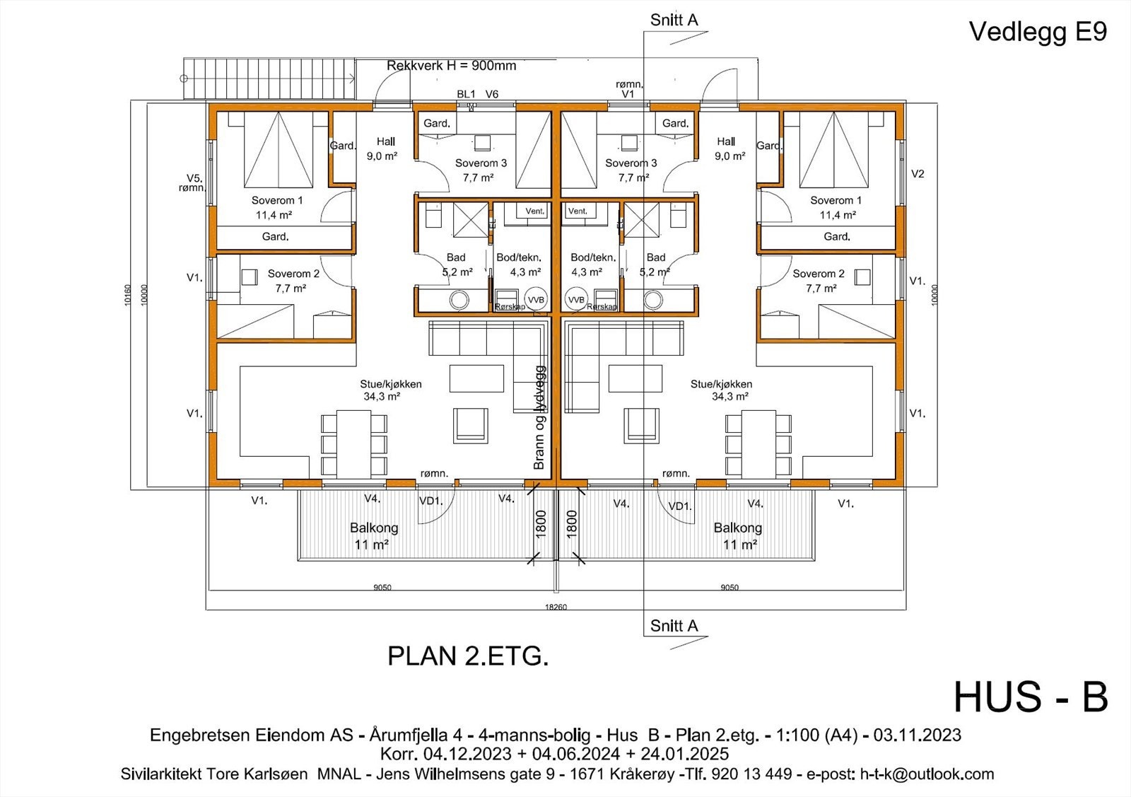 Plantegning hus B - 2. etasje. Galleribilde