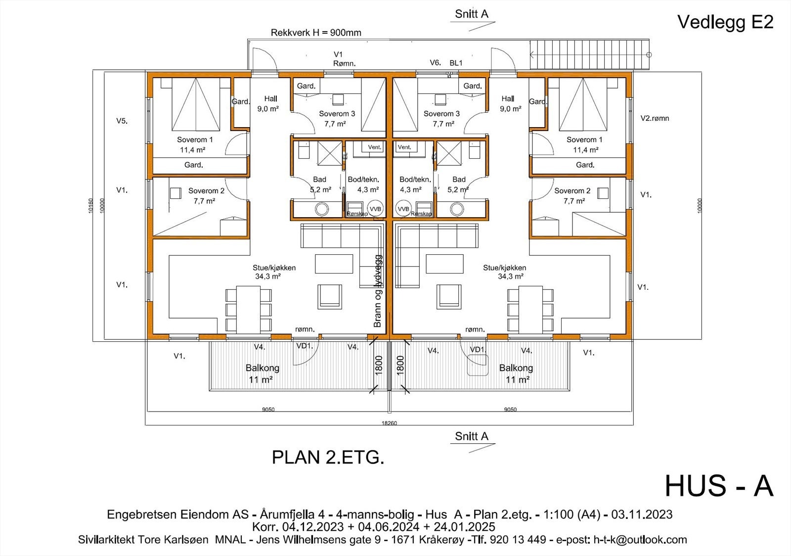 Plantegning hus A - 2. etasje. Galleribilde