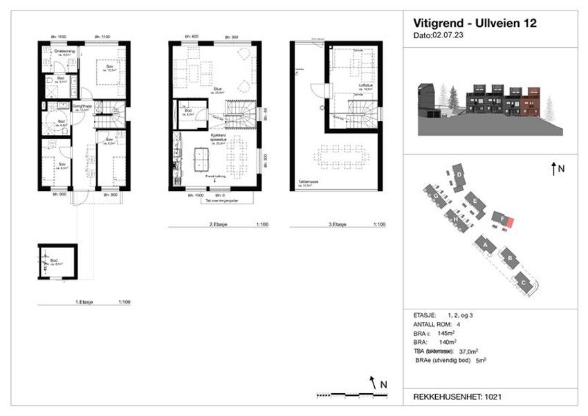 Plantegning rekkehus 1021 Galleribilde