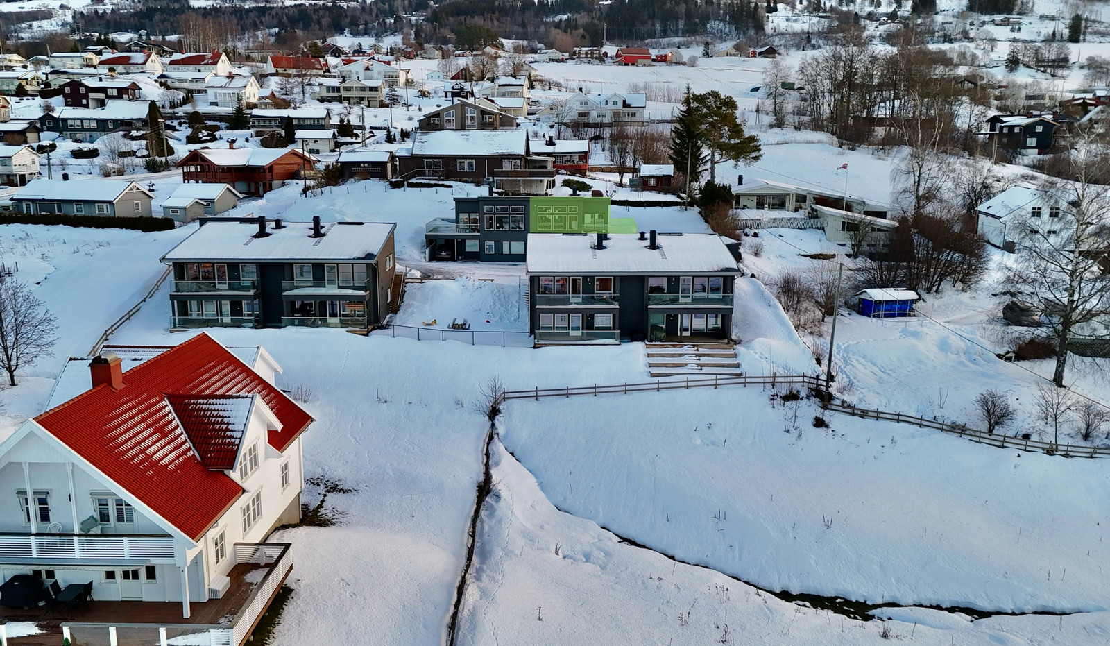 Ledig bolig er merket med grønt