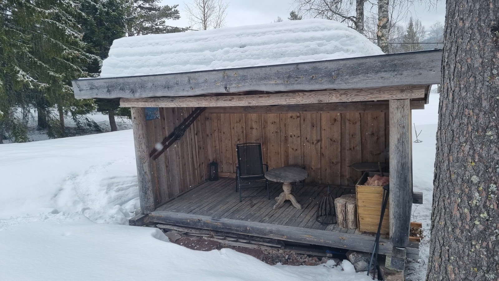 Tilgang til gapahuk somkan disponeres for bål og grilling. Galleribilde