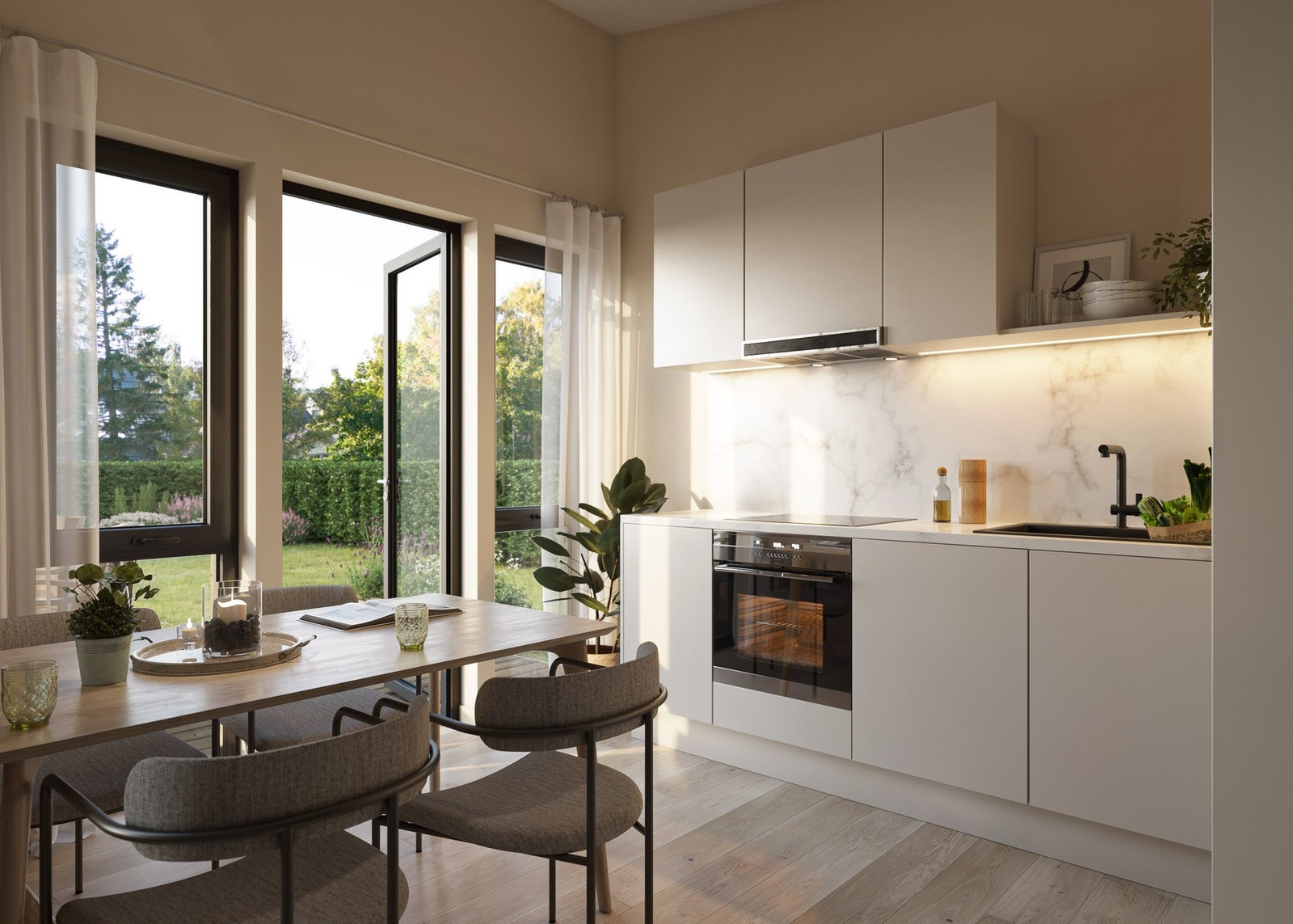 Pent og moderne kjøkken. Det er opp til kjøper hvor man ønsker at kjøkkenet skal plasseres i boligen. Galleribilde