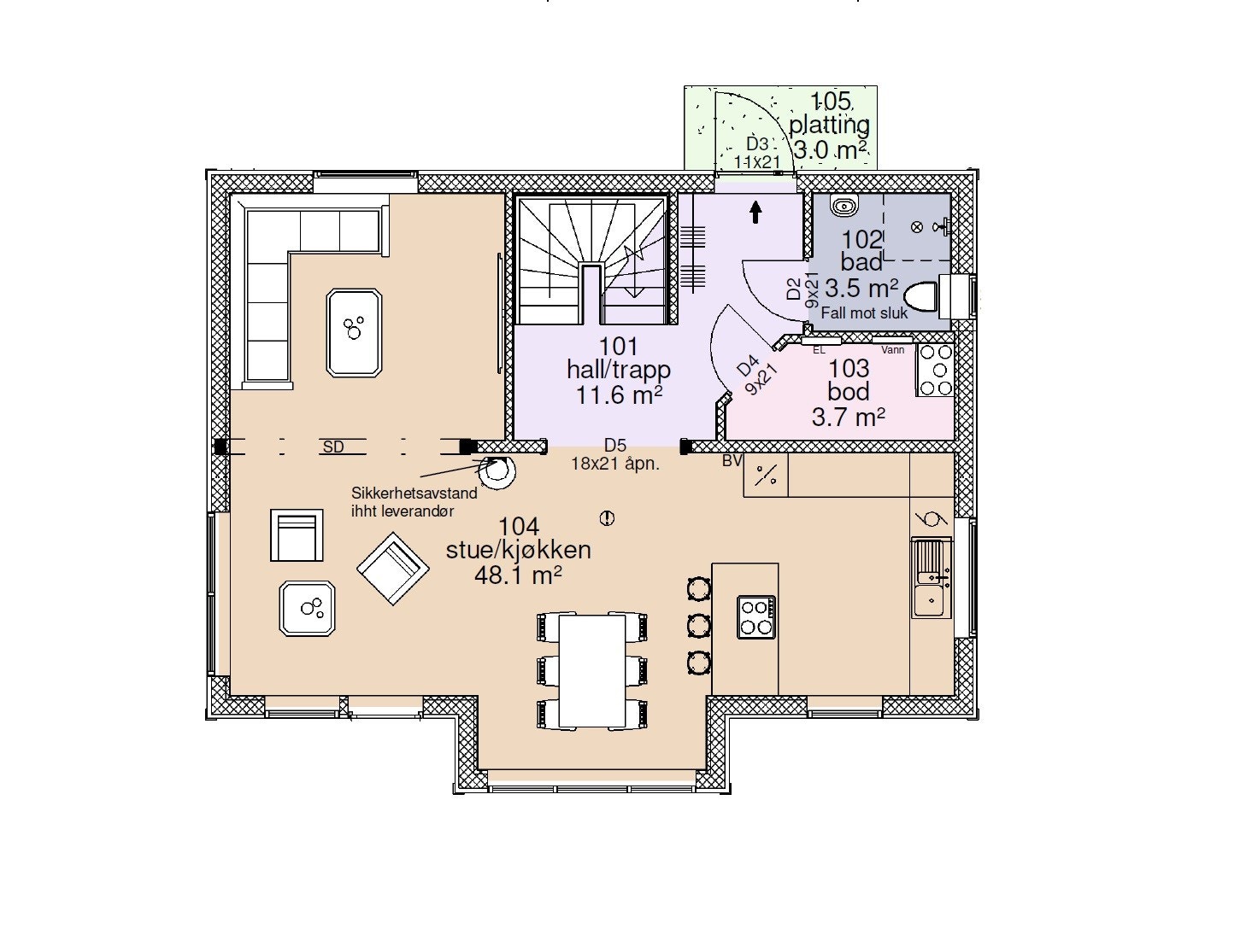 Plantegning 1. etasje Galleribilde