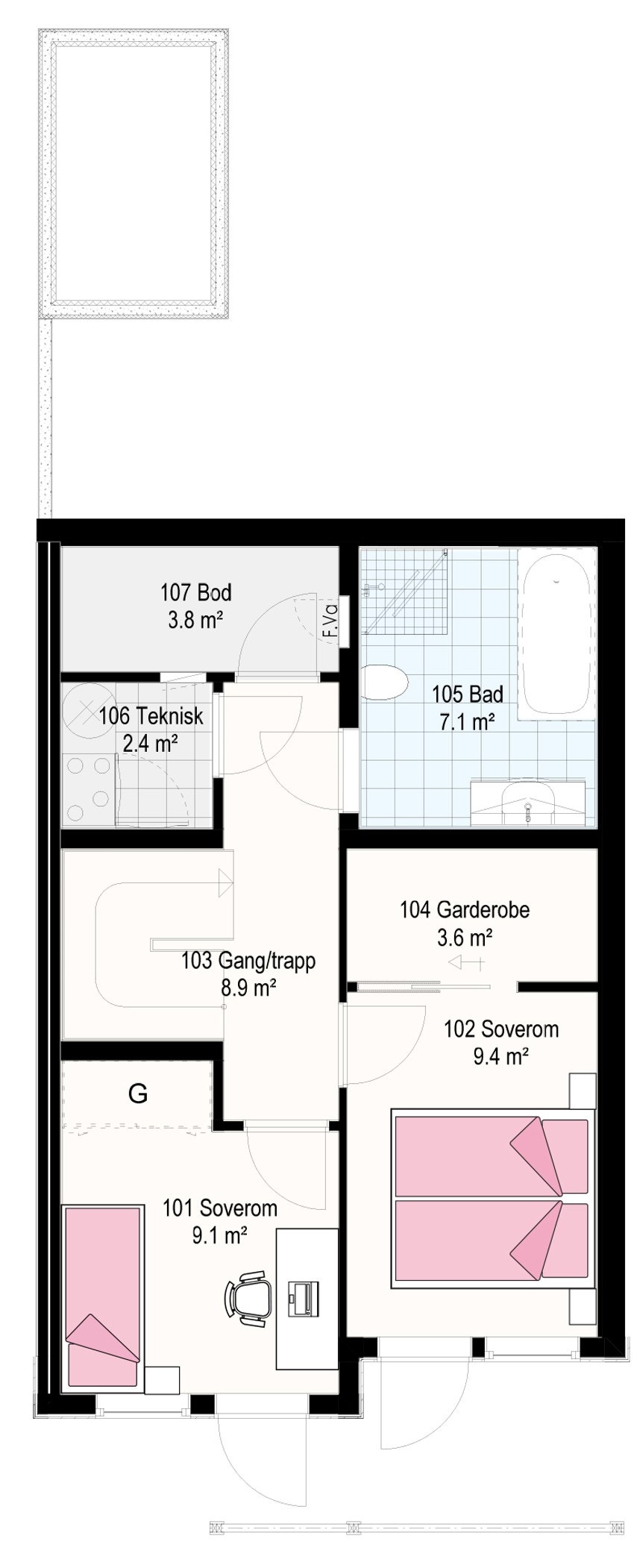 Hus 70, 72 og 74 plan 1 (Totak) Galleribilde