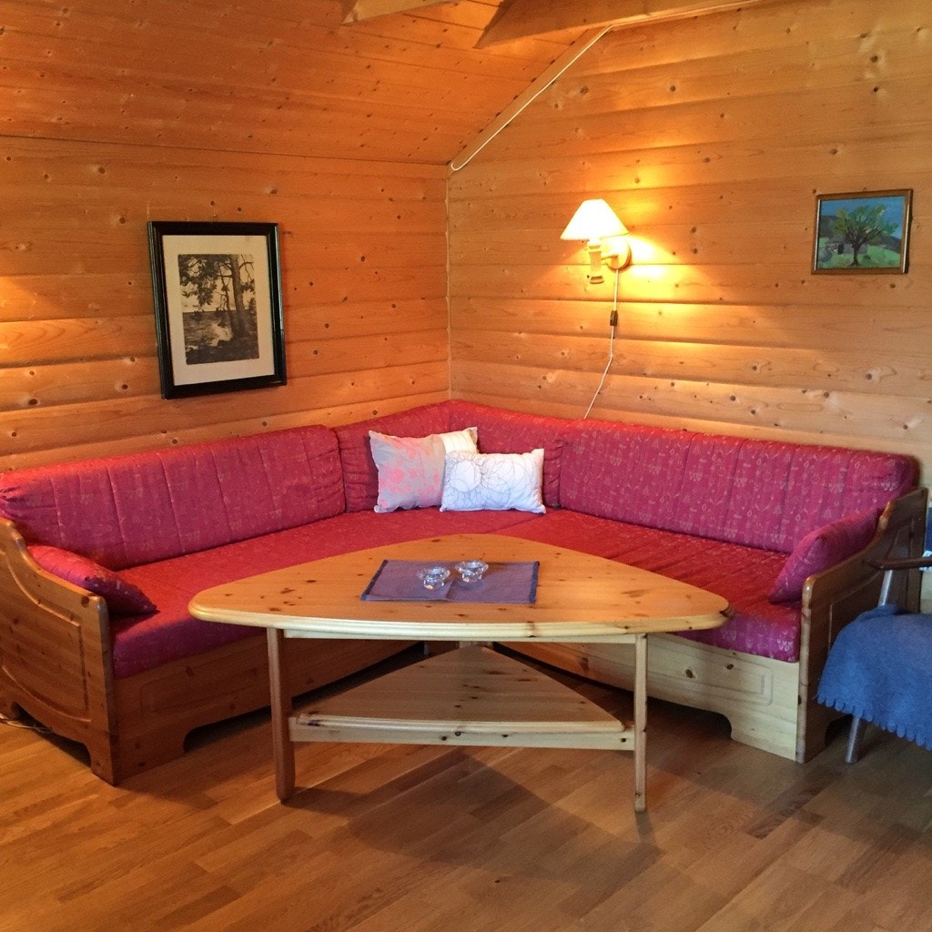 God sofaplass i stua - TV med parabol Galleribilde