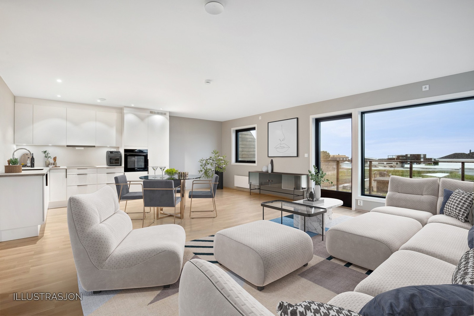 Stue - digitalt møblert Galleribilde