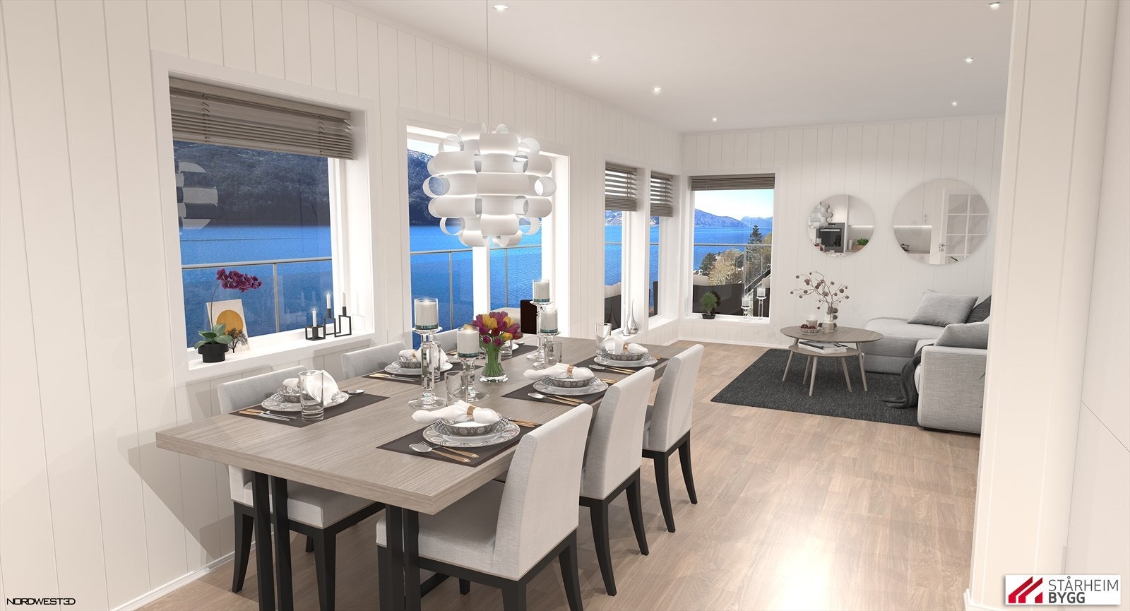 Illustrert bilete av leilegheit i bygg 1 med utsikt vestover Galleribilde