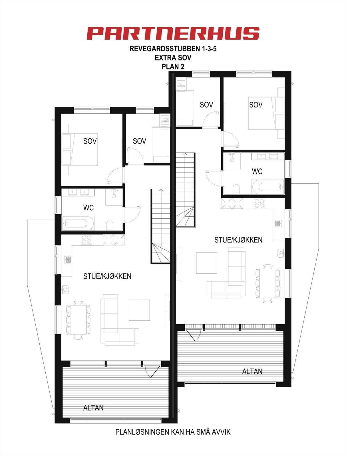 Alternativ plantegning 2.etasje (med mulighet for ekstra soverom så man får 4 soverom) Galleribilde