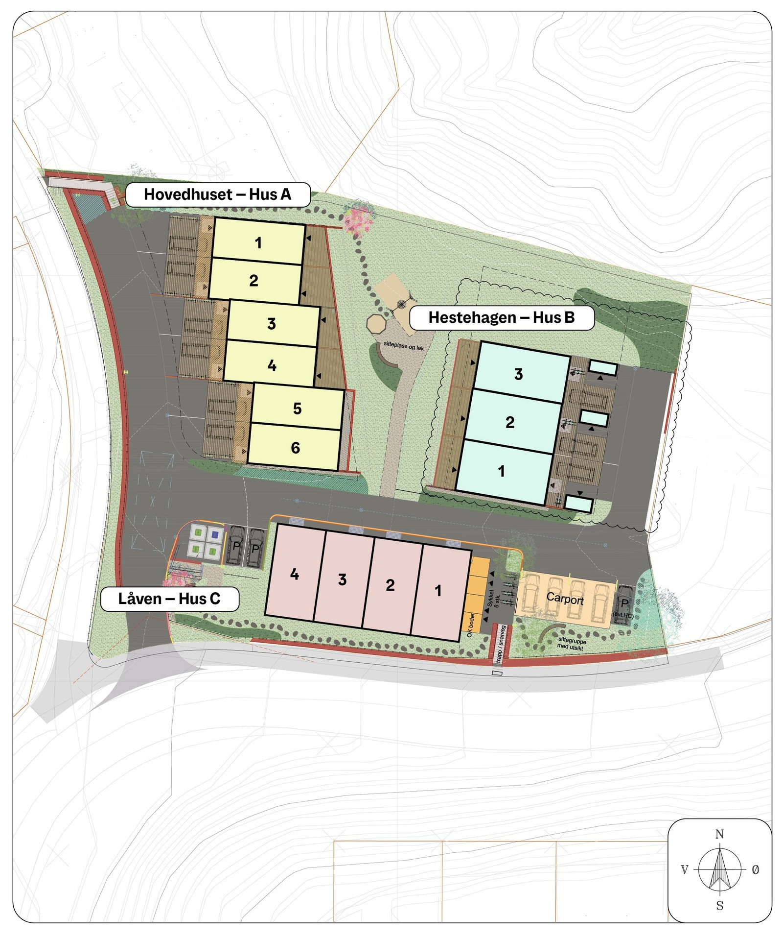 Situasjonskart, hus A, bolig 3 Galleribilde