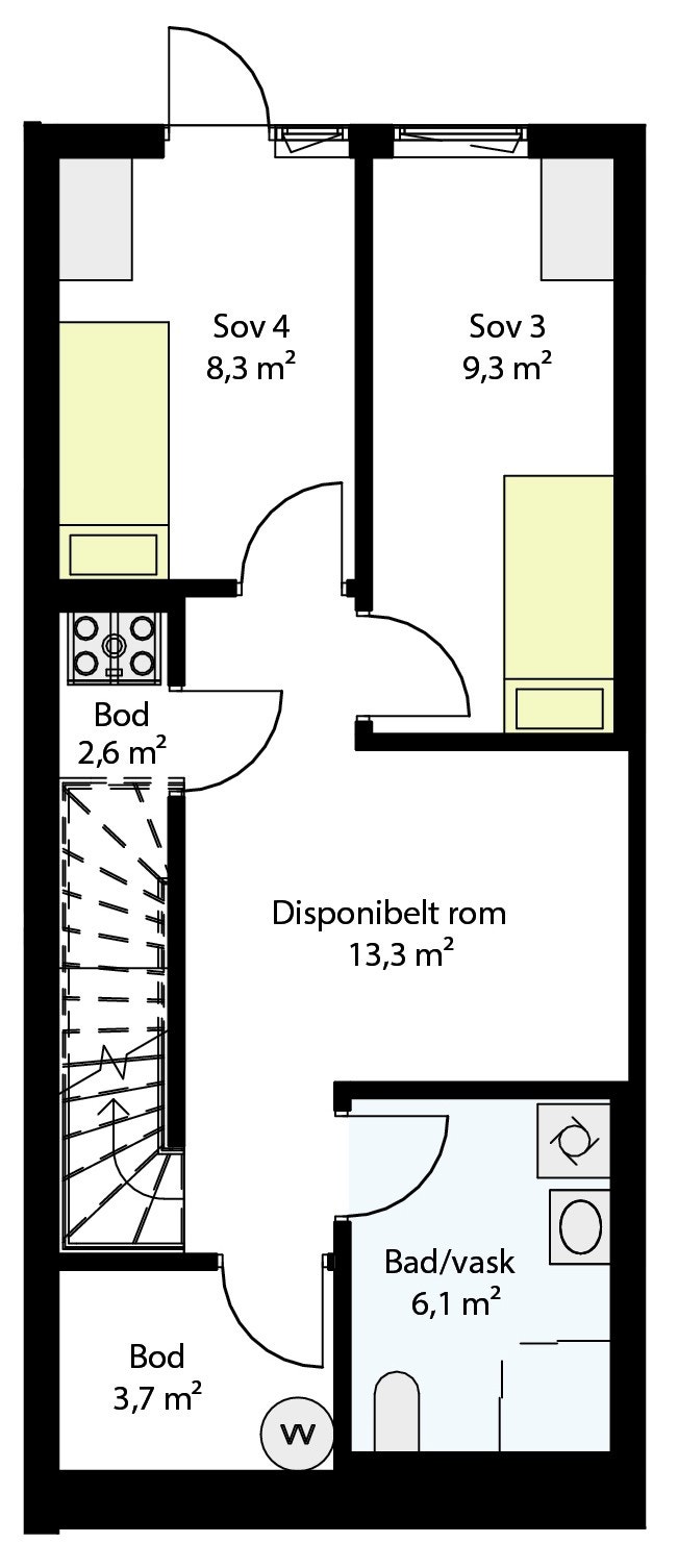 Plantegning u. etg Galleribilde