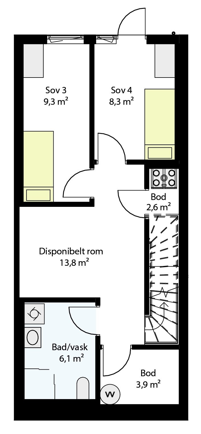 Plantegning u. etg Galleribilde
