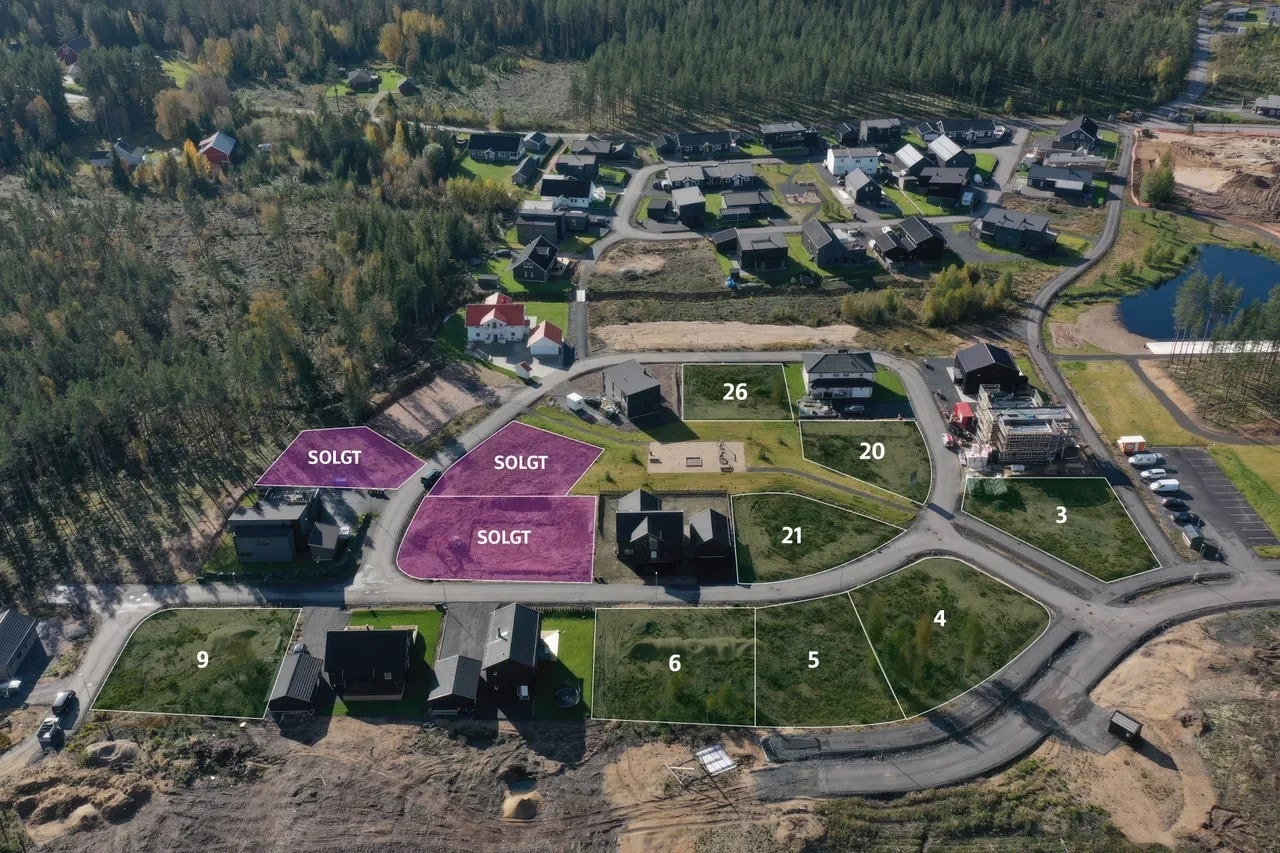 Tomteoversikt, annonsert tomt har tomtenummer 4 (Plankevegen 2) Galleribilde