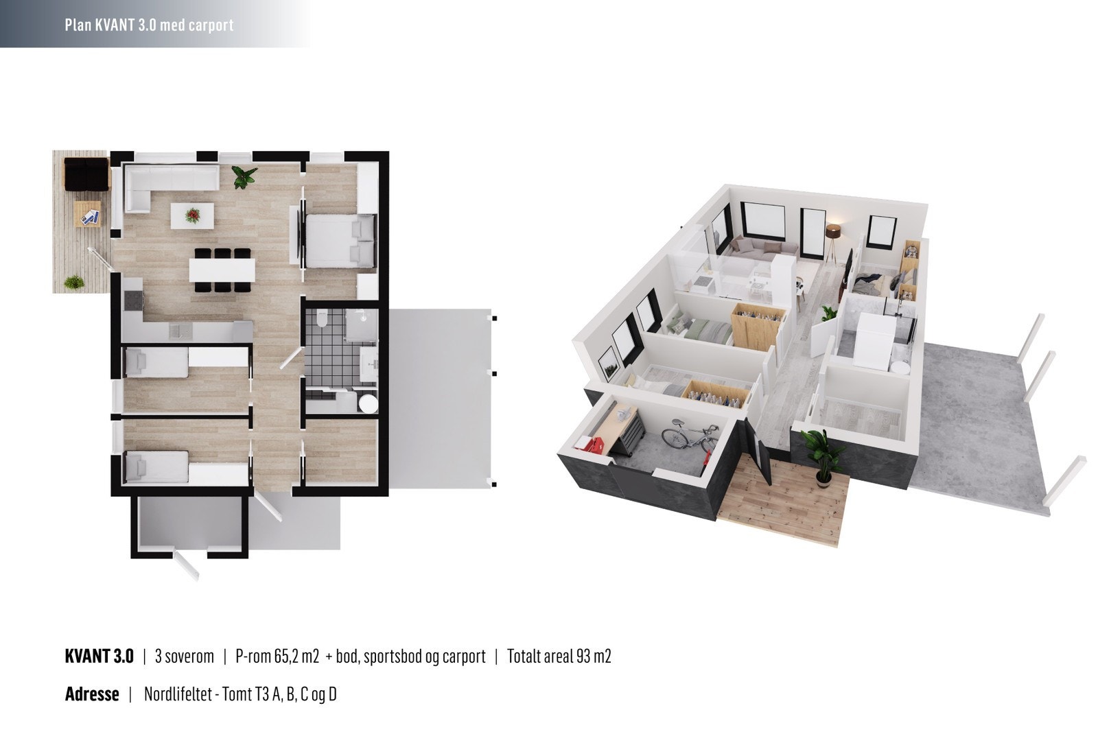 Plantegning - KVANT 3.0 med carport Galleribilde
